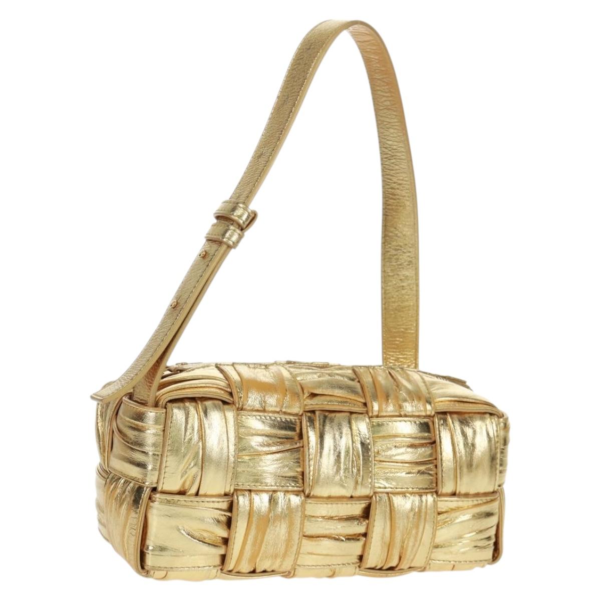 BOTTEGA VENETA MAXI INTRECCIATO Cassette Shoulder Bag Leather Gold Auth 170792 - Jerrillo
