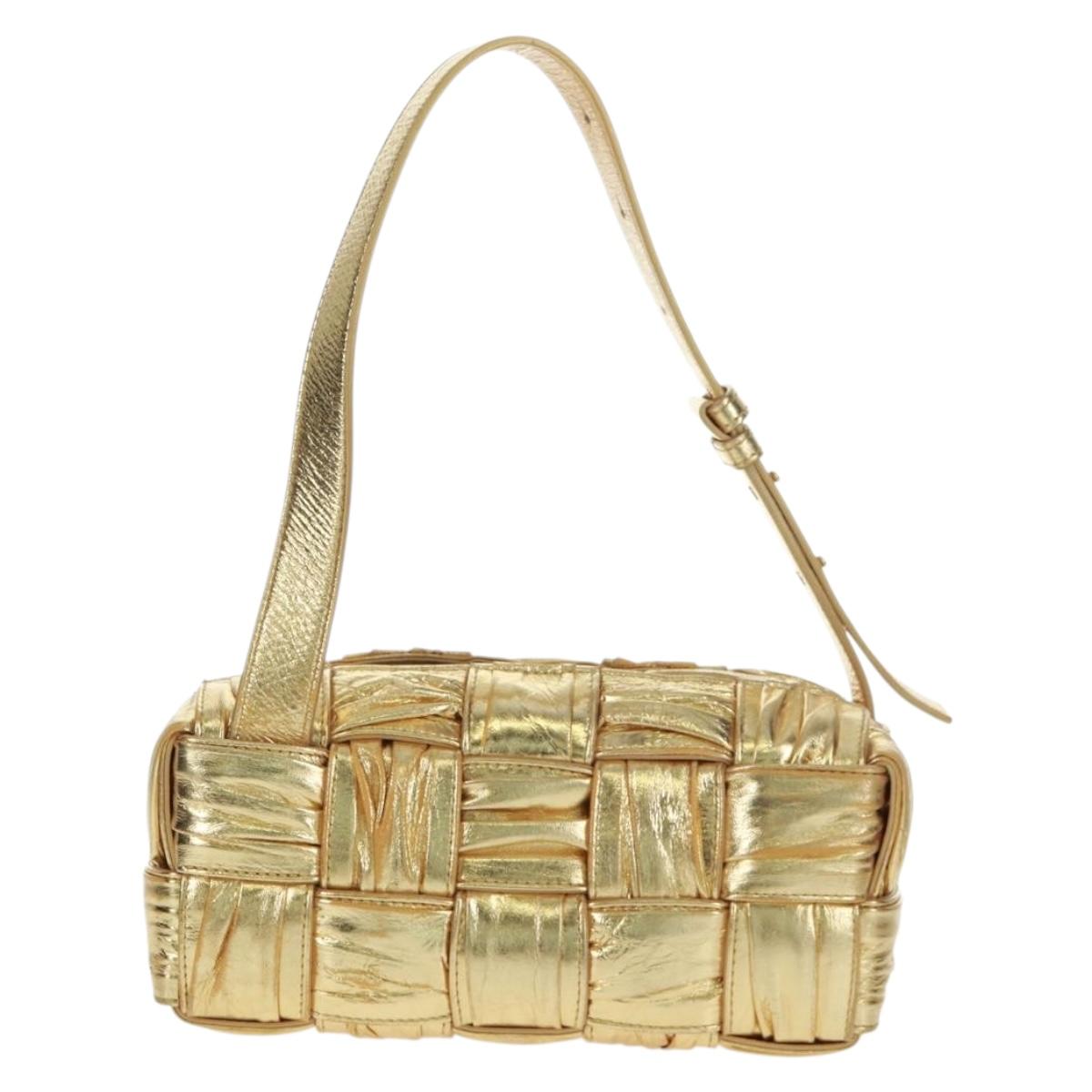 BOTTEGA VENETA MAXI INTRECCIATO Cassette Shoulder Bag Leather Gold Auth 170792 - Jerrillo image 2