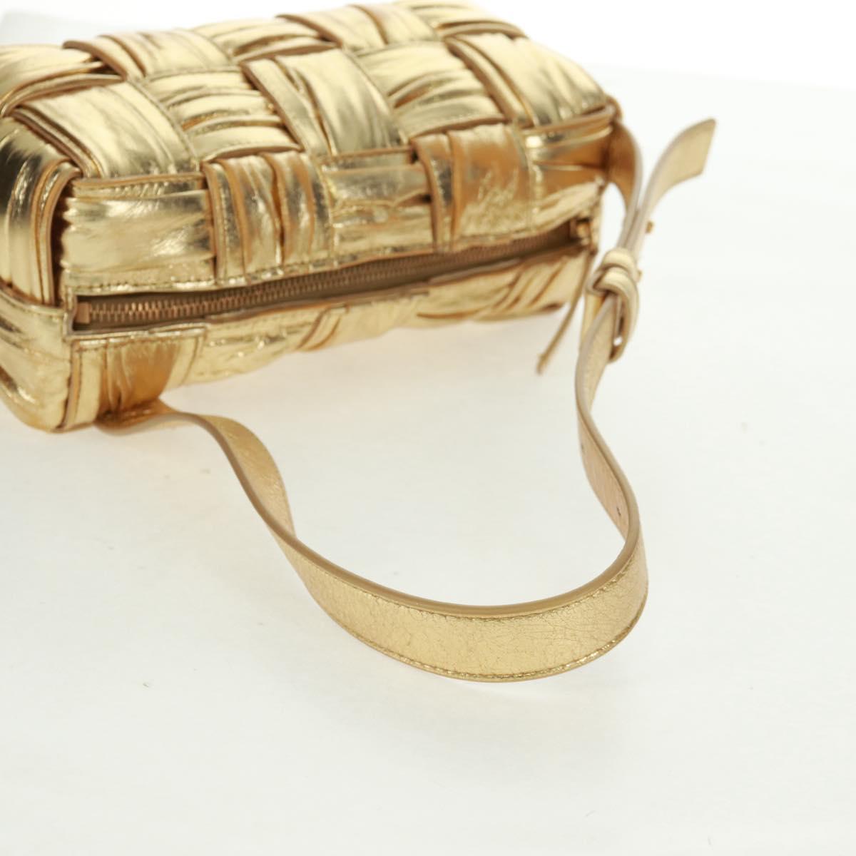 BOTTEGA VENETA MAXI INTRECCIATO Cassette Shoulder Bag Leather Gold Auth 170792 - Jerrillo image 8