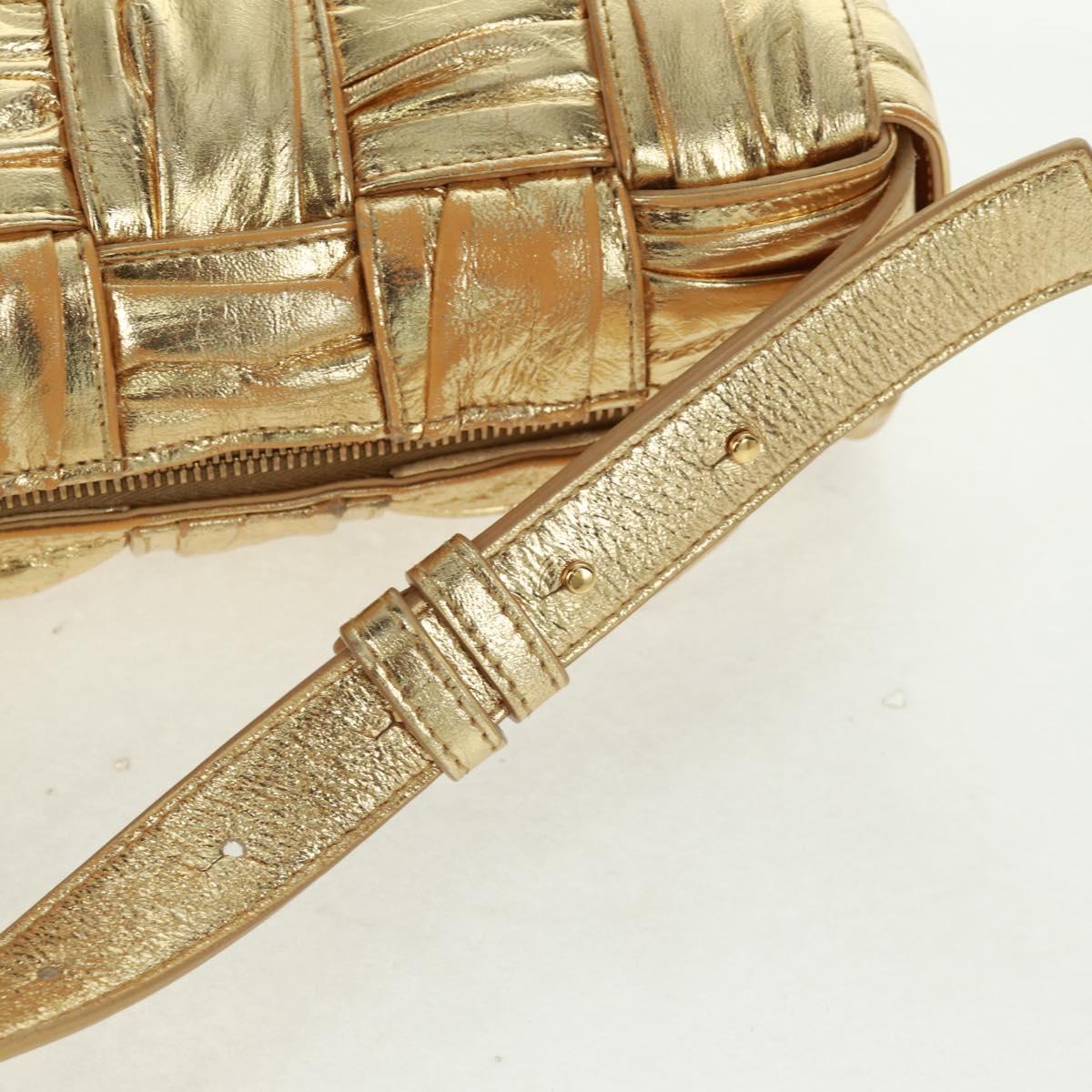 BOTTEGA VENETA MAXI INTRECCIATO Cassette Shoulder Bag Leather Gold Auth 170792 - Jerrillo image 9