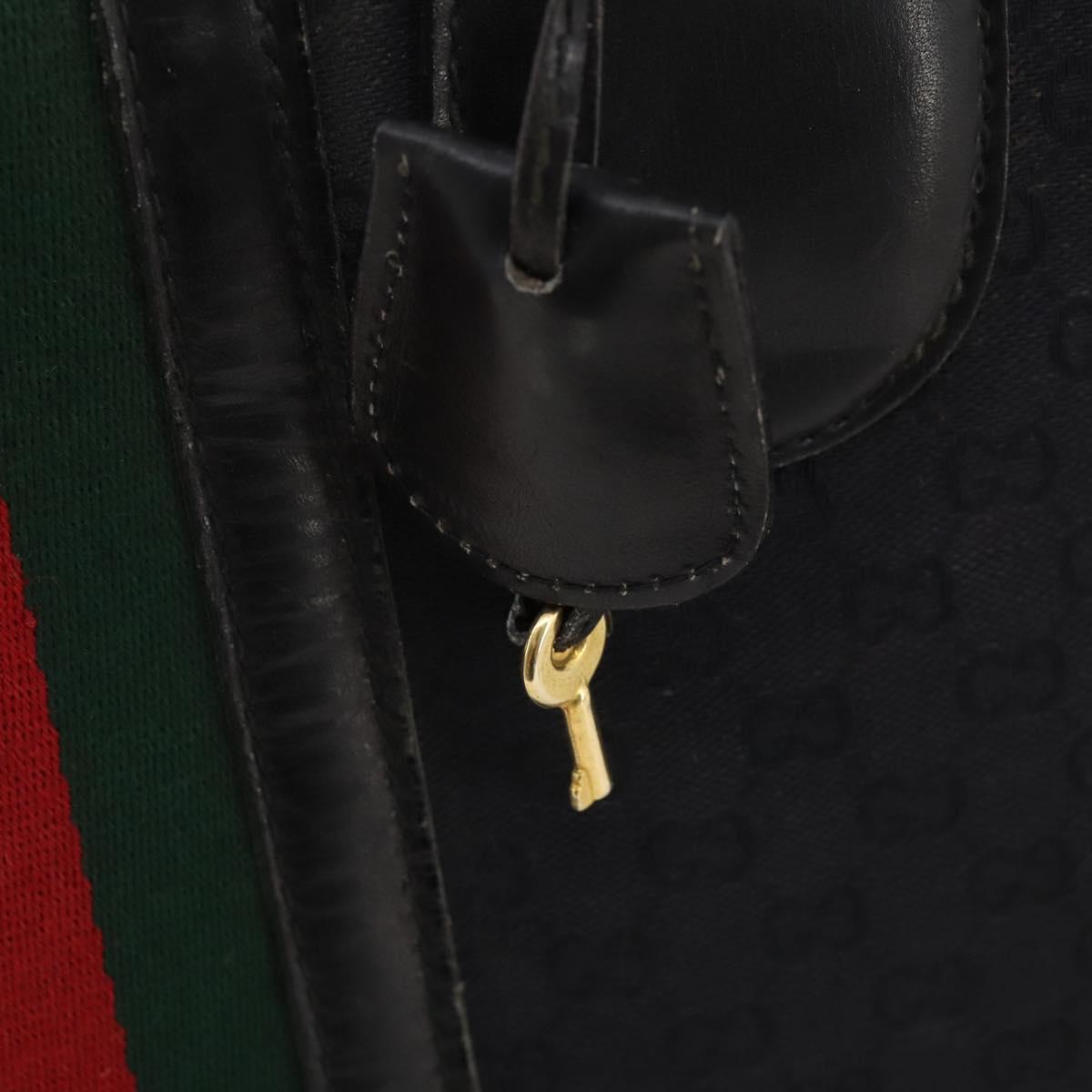 GUCCI GG Canvas Web Sherry Line Boston Bag Black Gold Auth 175830A - Jerrillo image 9