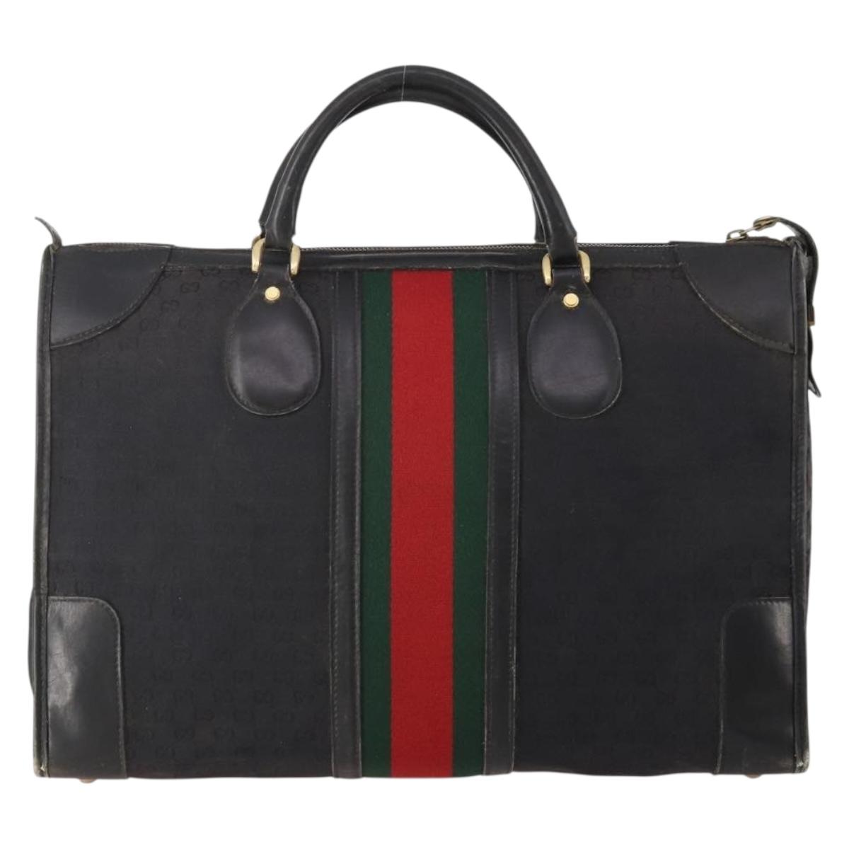 GUCCI GG Canvas Web Sherry Line Boston Bag Black Gold Auth 175830A - Jerrillo image 2