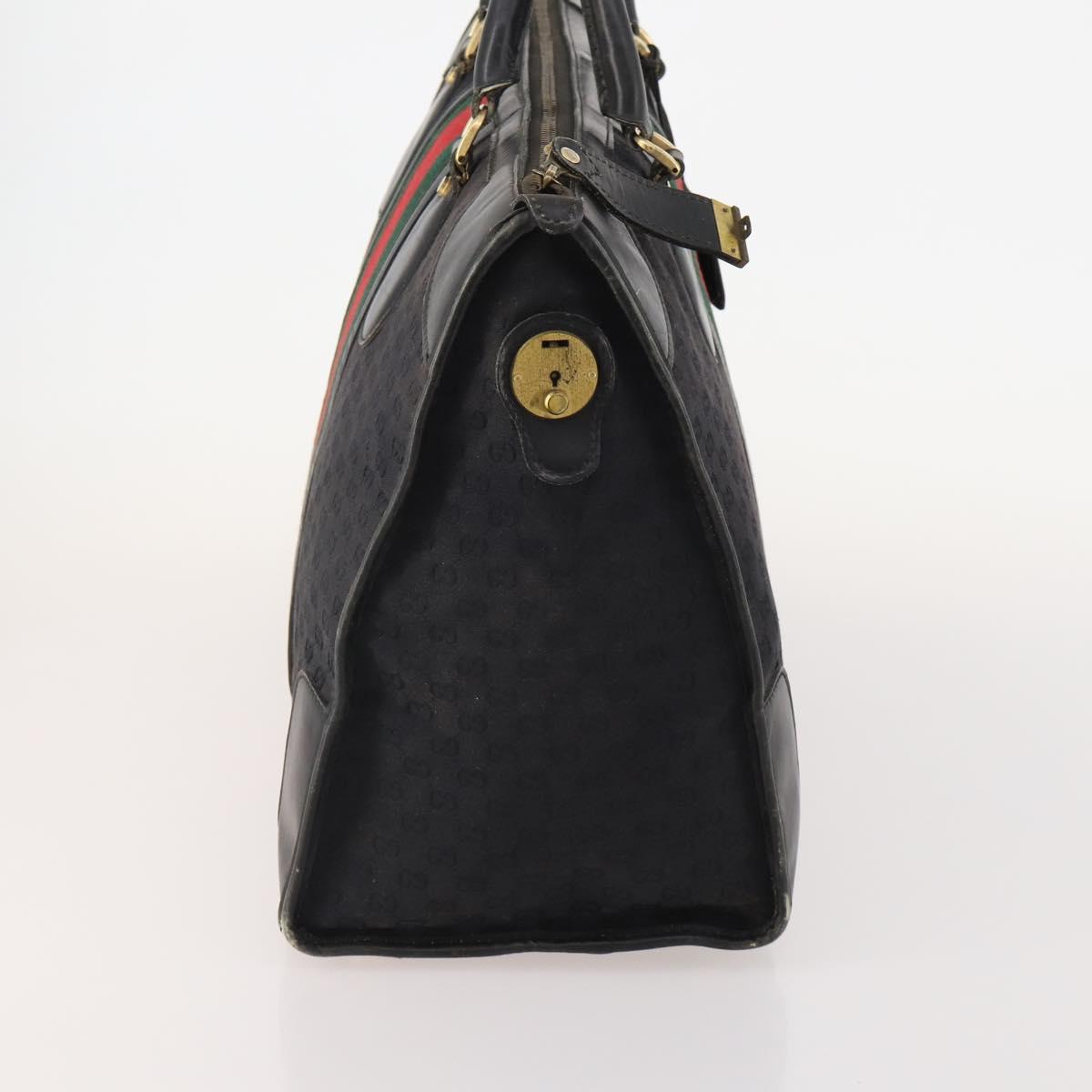 GUCCI GG Canvas Web Sherry Line Boston Bag Black Gold Auth 175830A - Jerrillo image 4