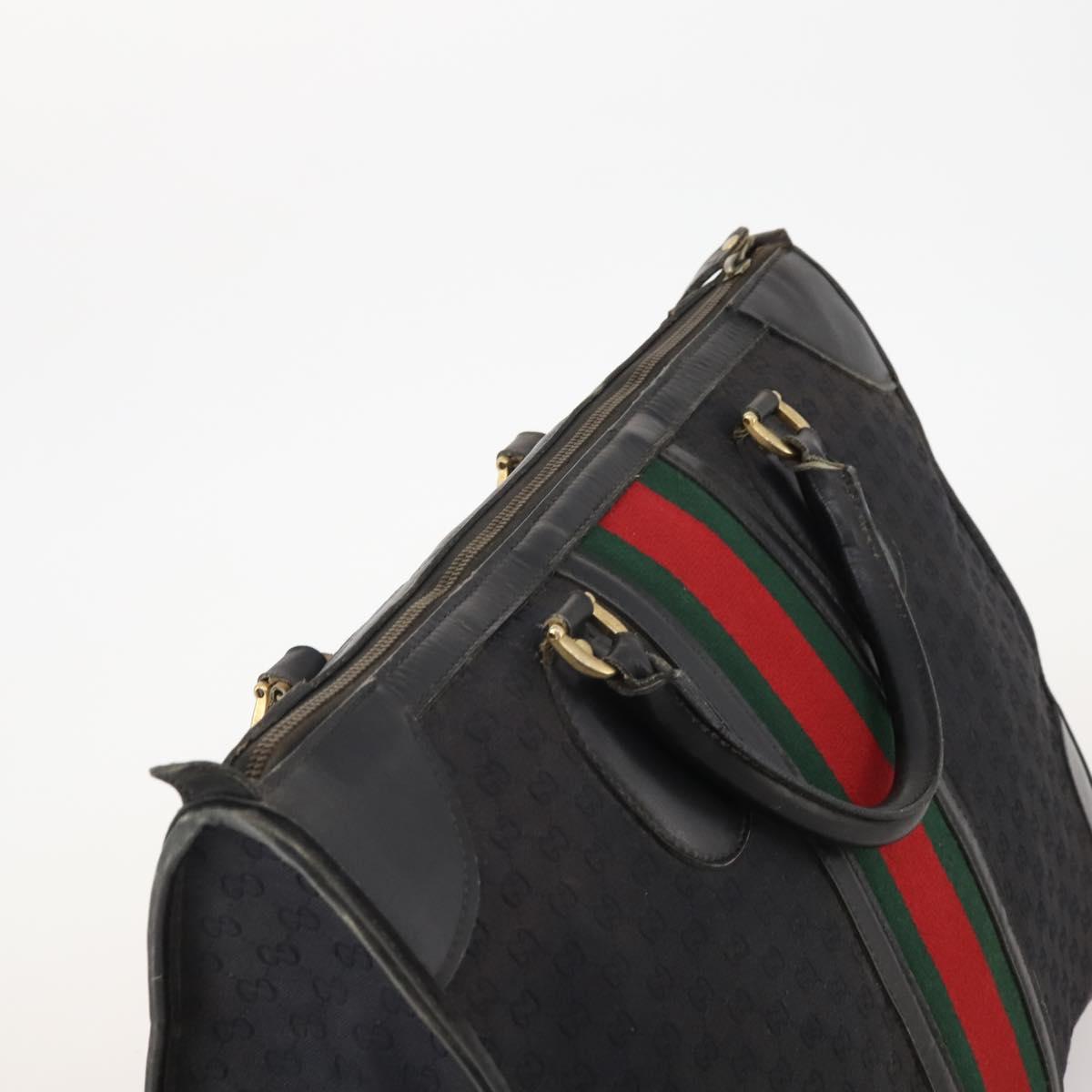 GUCCI GG Canvas Web Sherry Line Boston Bag Black Gold Auth 175830A - Jerrillo image 6
