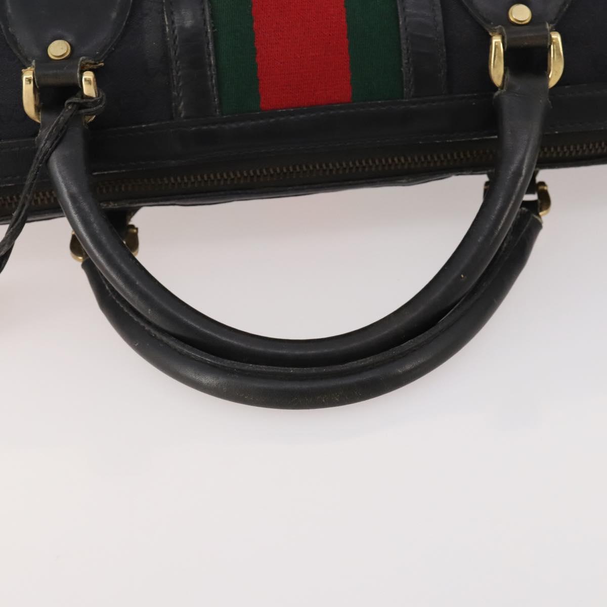 GUCCI GG Canvas Web Sherry Line Boston Bag Black Gold Auth 175830A - Jerrillo image 7