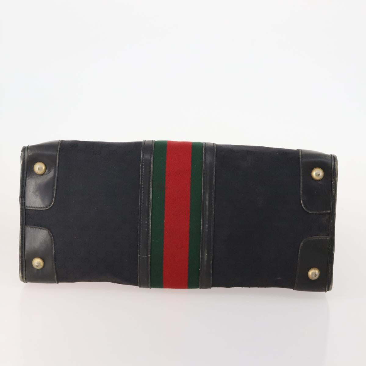 GUCCI GG Canvas Web Sherry Line Boston Bag Black Gold Auth 175830A - Jerrillo image 5