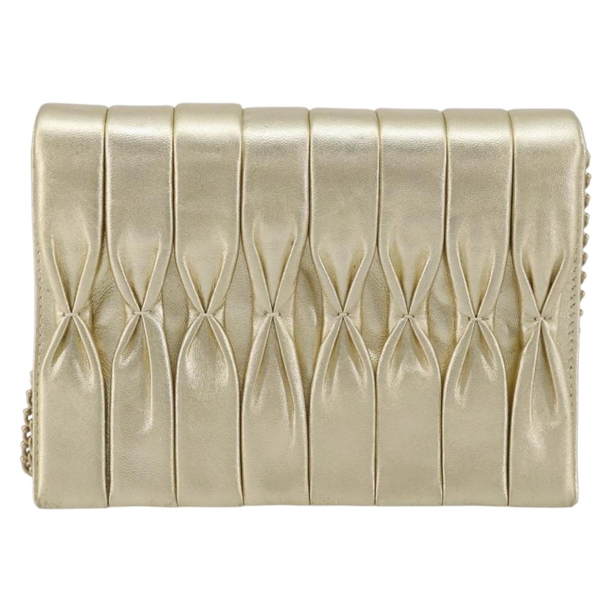 CHANEL Chain Shoulder Bag Lamb Skin Gold CC Auth 182577A - Jerrillo image 2