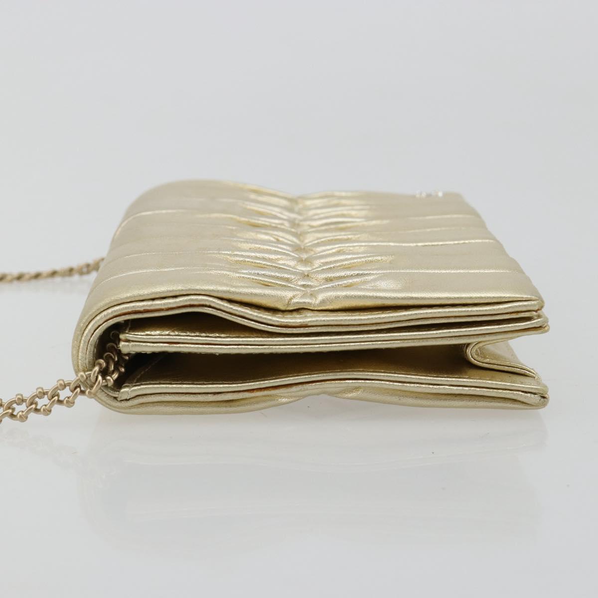 CHANEL Chain Shoulder Bag Lamb Skin Gold CC Auth 182577A - Jerrillo image 4