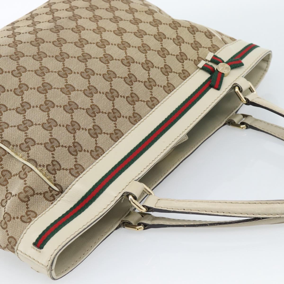 GUCCI GG Canvas Princi Web Sherry Line Tote Bag Beige Gold 257061 Auth 183725 - Jerrillo image 6