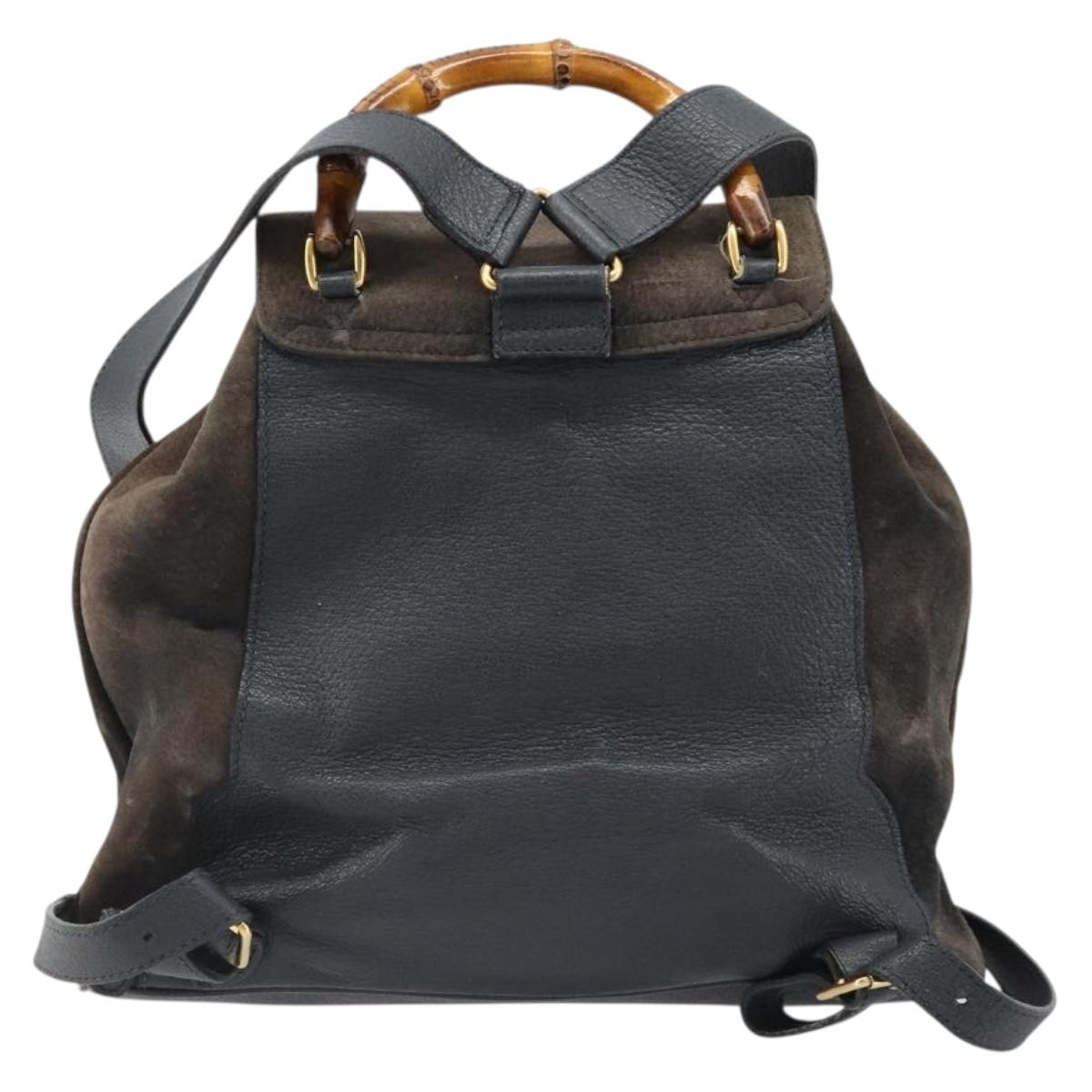 GUCCI Bamboo Backpack Suede Navy Gold 003 2058 0016 Auth 183957 - Jerrillo image 2