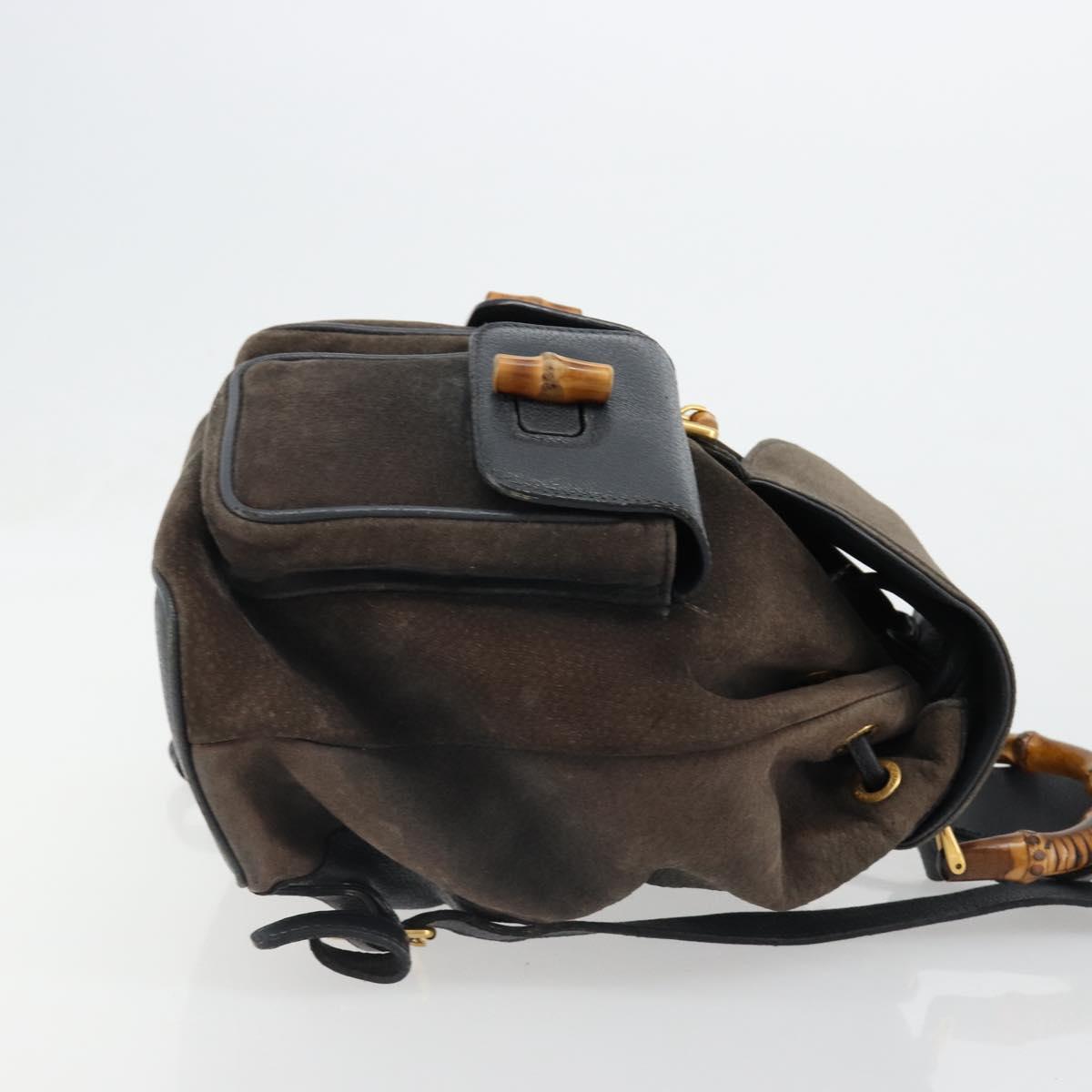 GUCCI Bamboo Backpack Suede Navy Gold 003 2058 0016 Auth 183957 - Jerrillo image 3