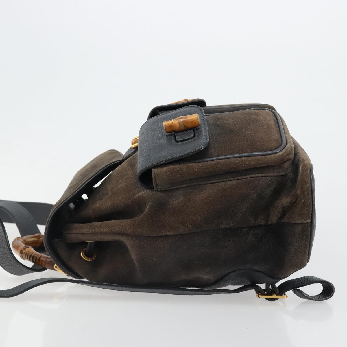 GUCCI Bamboo Backpack Suede Navy Gold 003 2058 0016 Auth 183957 - Jerrillo image 4