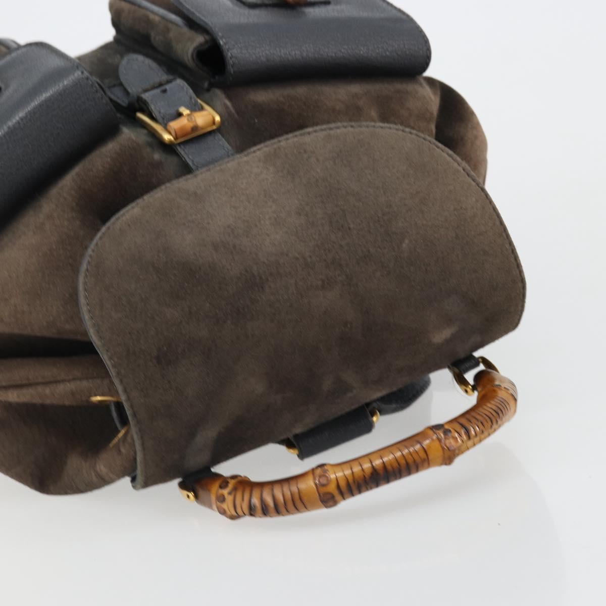 GUCCI Bamboo Backpack Suede Navy Gold 003 2058 0016 Auth 183957 - Jerrillo image 6