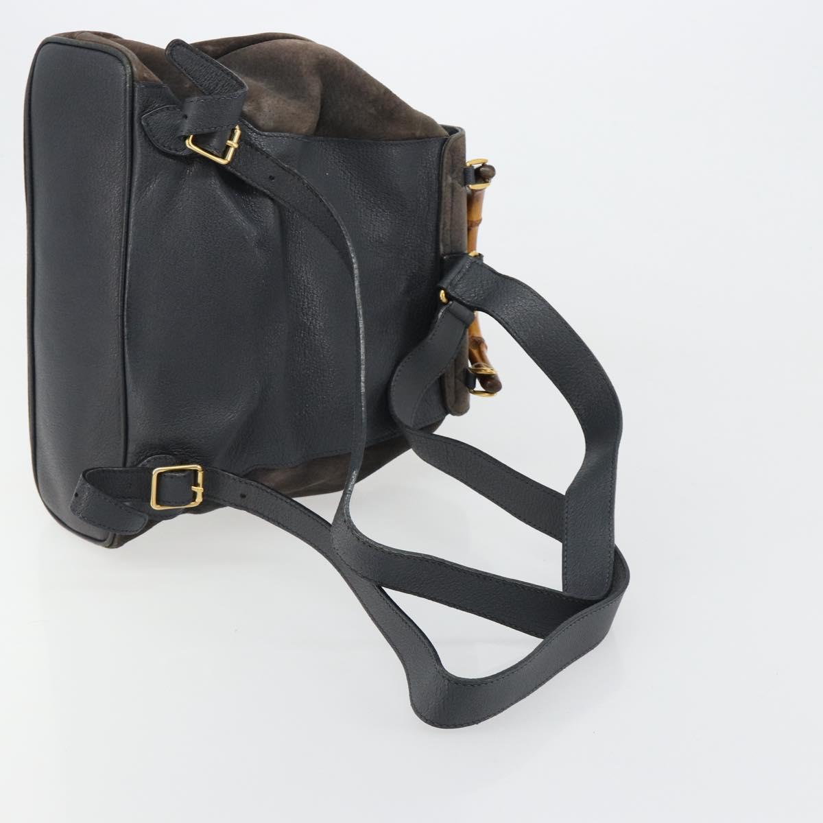 GUCCI Bamboo Backpack Suede Navy Gold 003 2058 0016 Auth 183957 - Jerrillo image 8