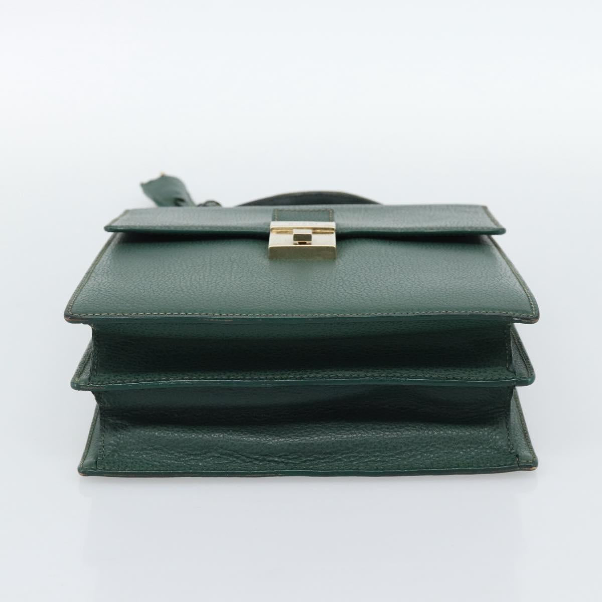 GUCCI Hand Bag Leather Green Gold Auth 184457 - Jerrillo image 5
