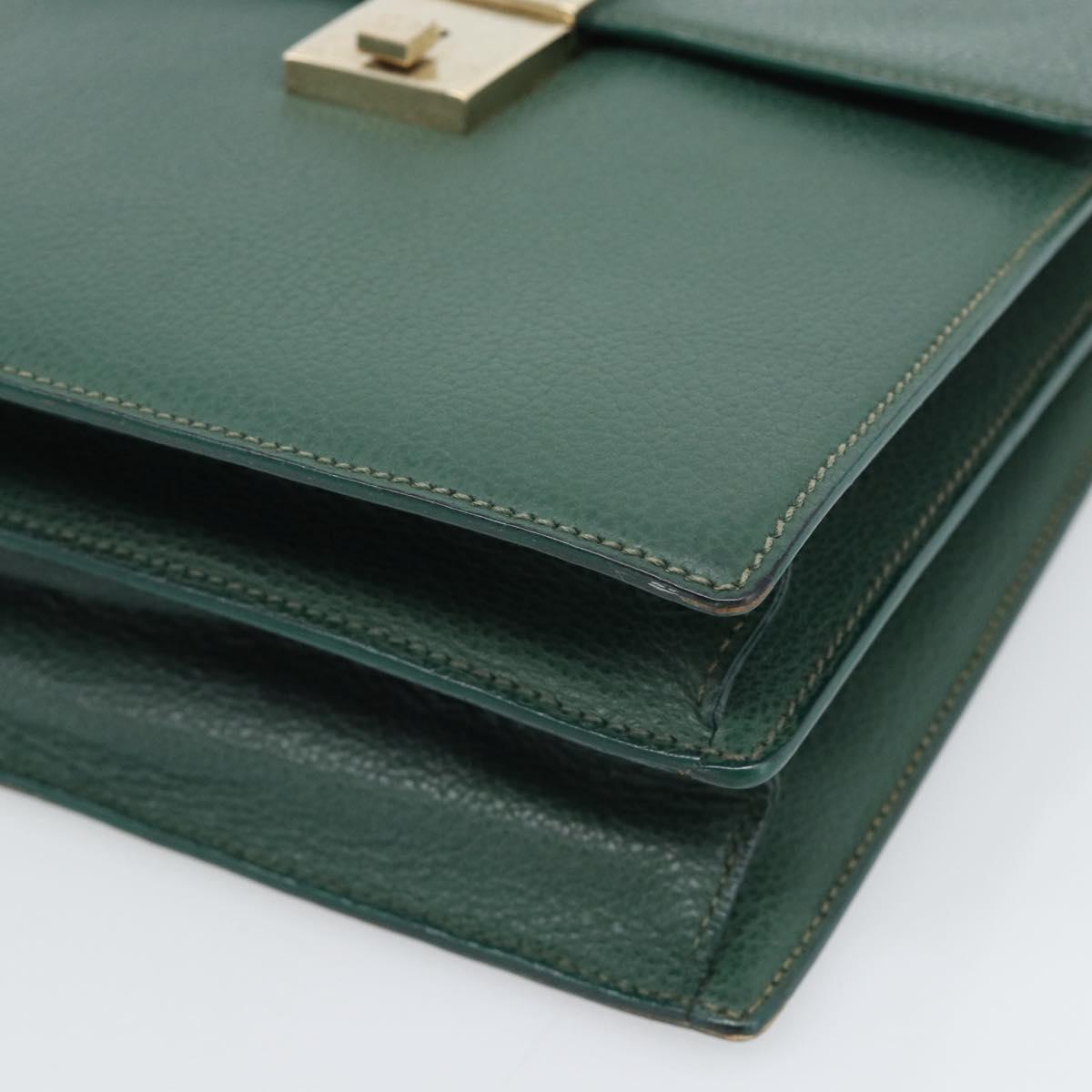 GUCCI Hand Bag Leather Green Gold Auth 184457 - Jerrillo image 9