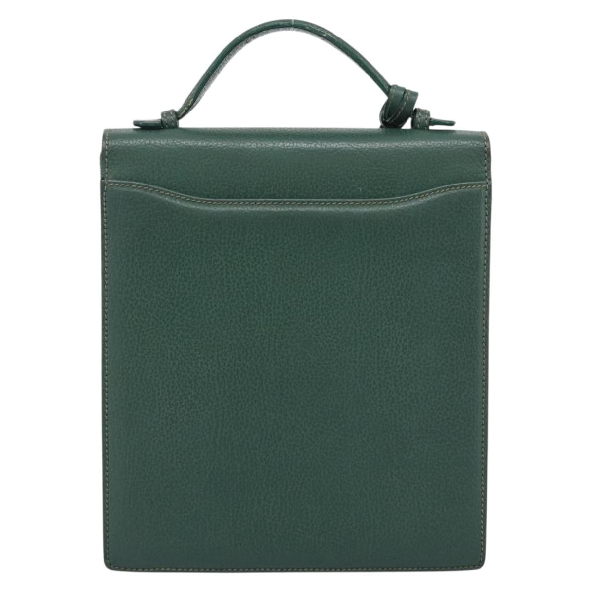 GUCCI Hand Bag Leather Green Gold Auth 184457 - Jerrillo image 2