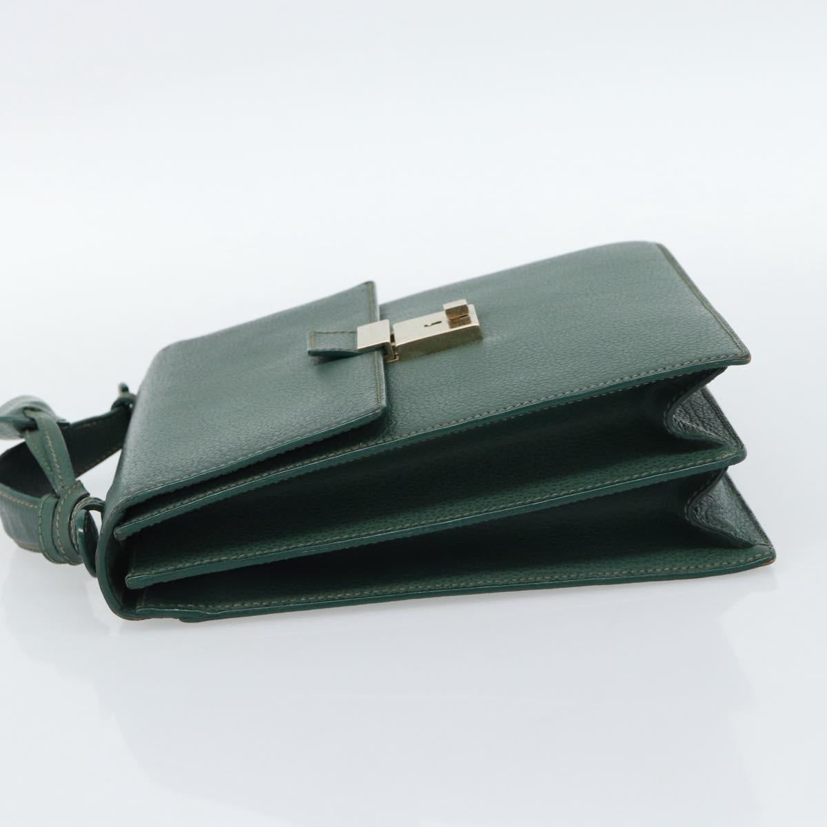 GUCCI Hand Bag Leather Green Gold Auth 184457 - Jerrillo image 3