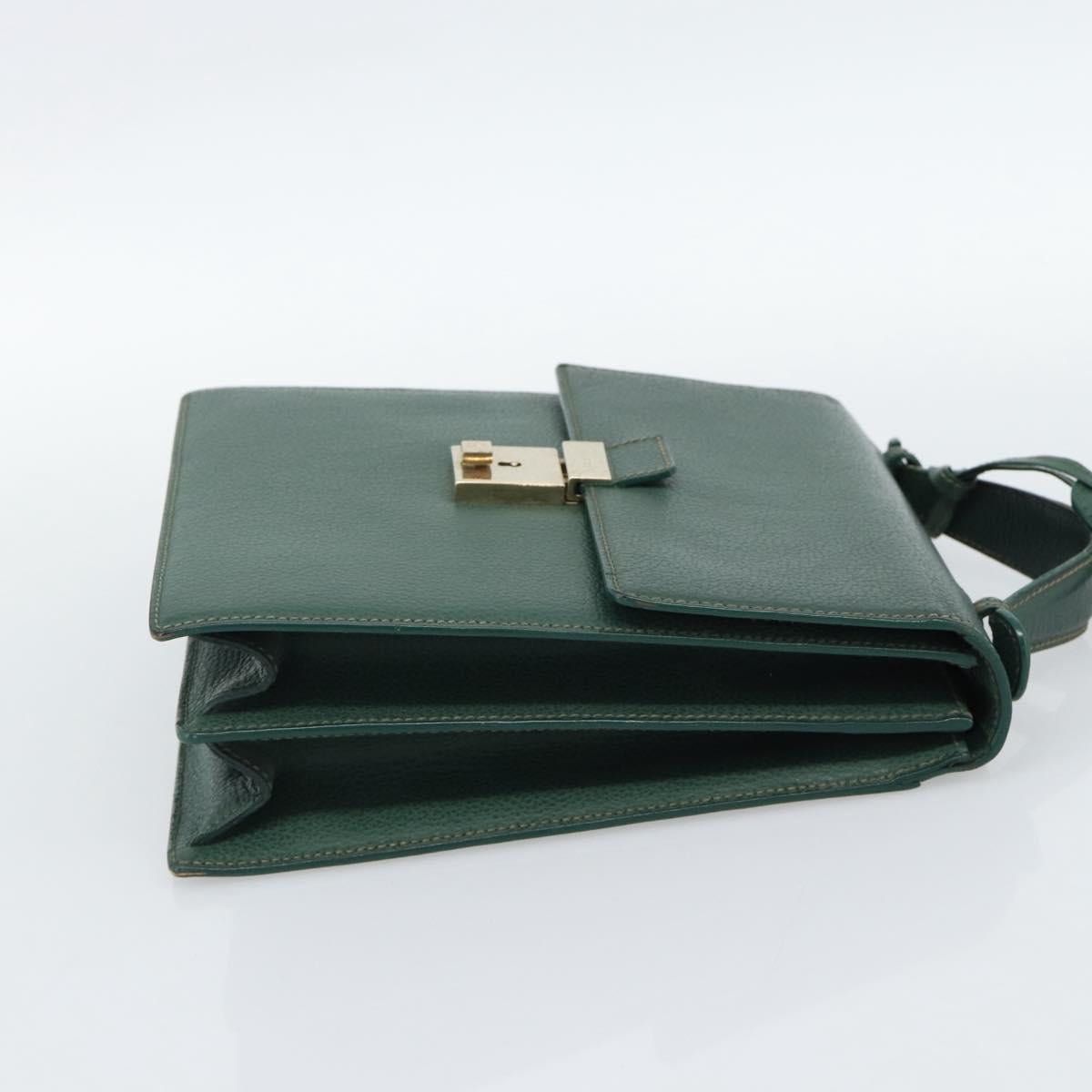 GUCCI Hand Bag Leather Green Gold Auth 184457 - Jerrillo image 4