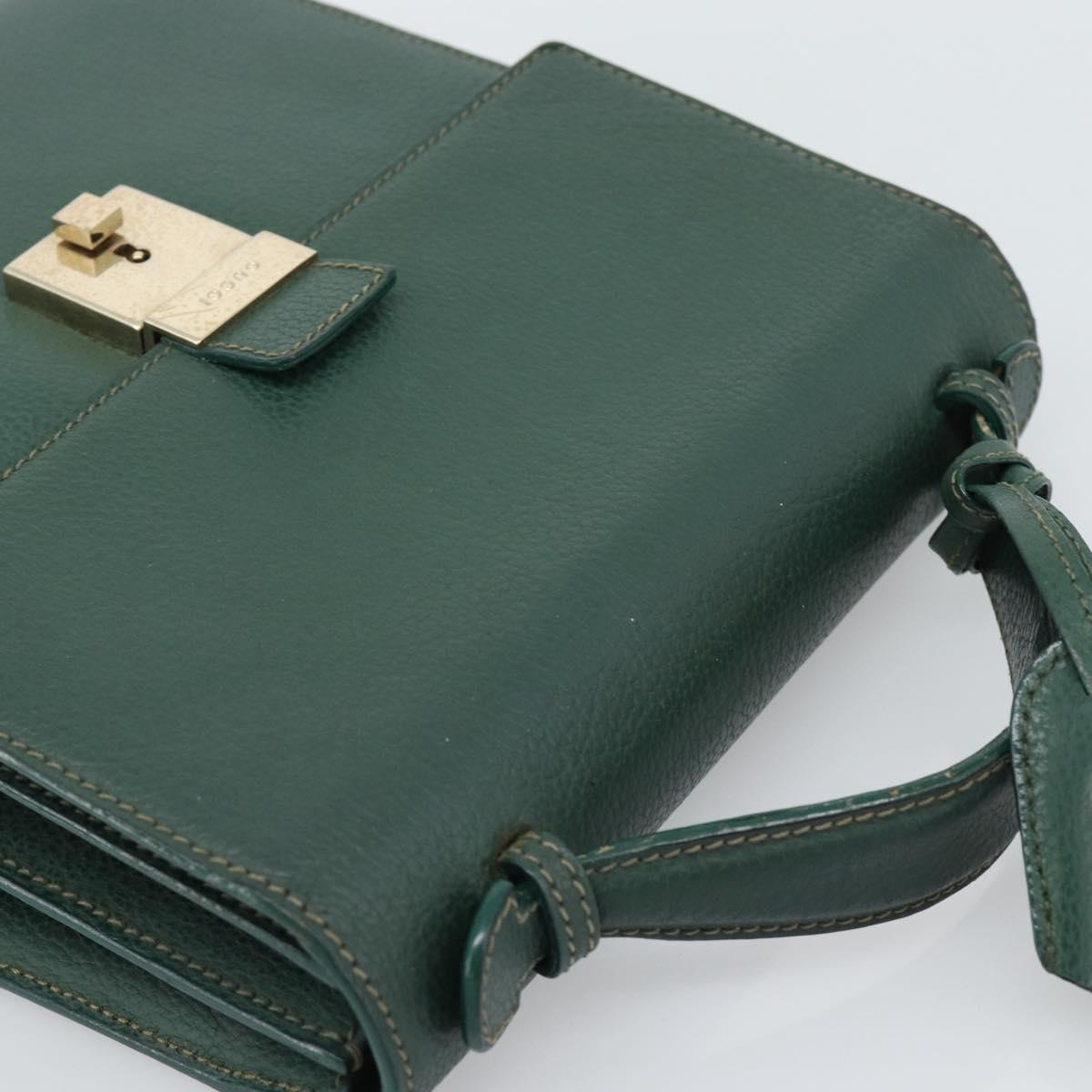 GUCCI Hand Bag Leather Green Gold Auth 184457 - Jerrillo image 6