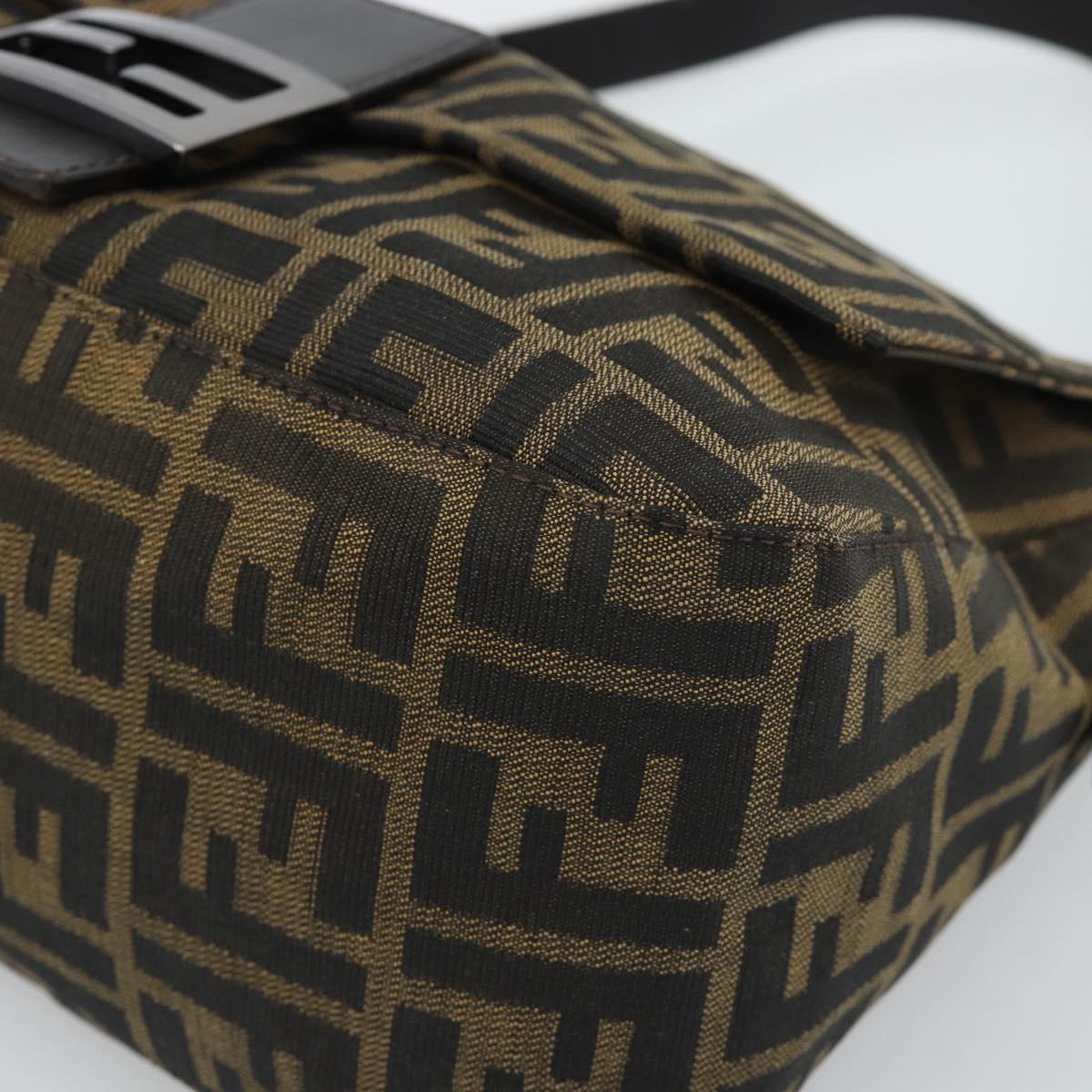 FENDI Zucca Canvas Mamma Baguette Shoulder Bag Black Brown Auth 185432V - Jerrillo image 9