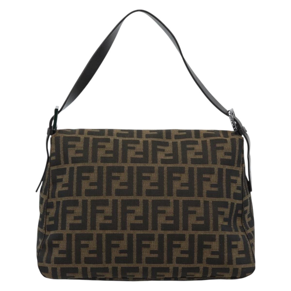 FENDI Zucca Canvas Mamma Baguette Shoulder Bag Black Brown Auth 185432V - Jerrillo image 2