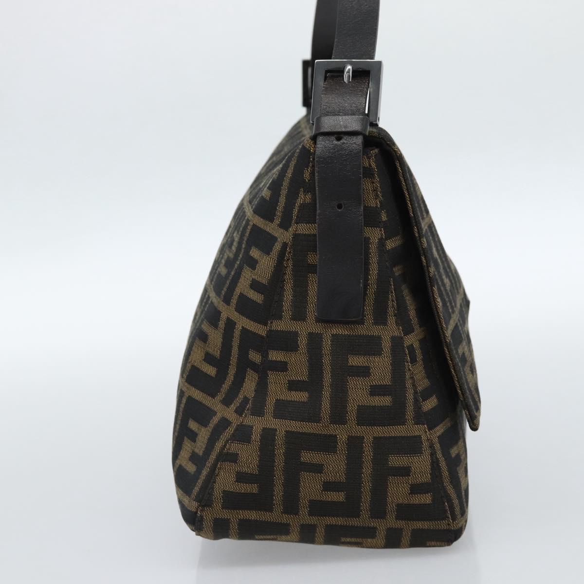 FENDI Zucca Canvas Mamma Baguette Shoulder Bag Black Brown Auth 185432V - Jerrillo image 3