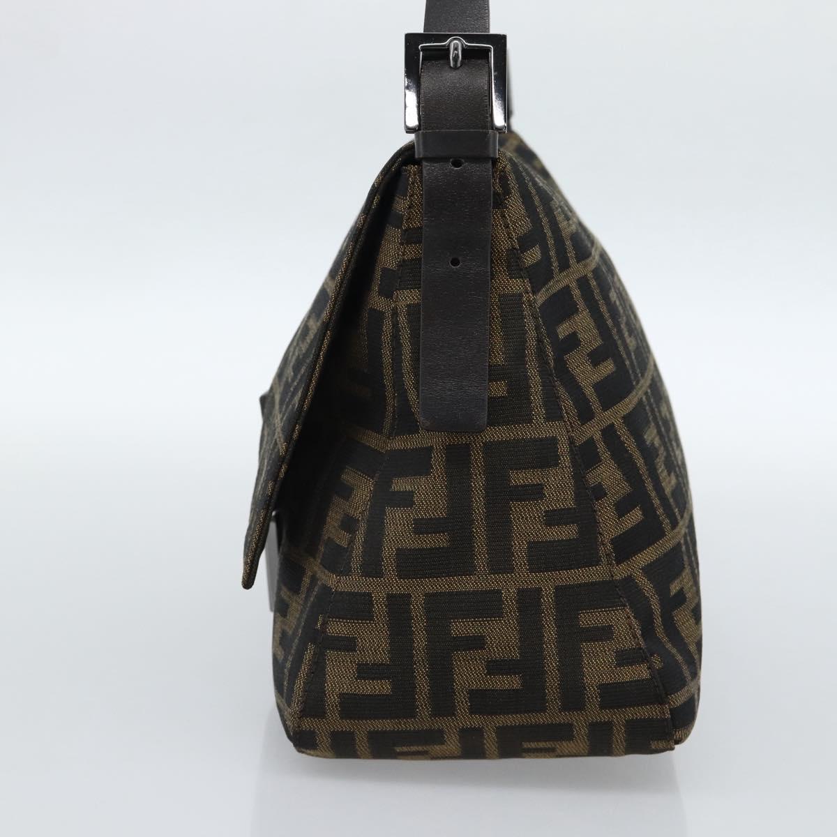 FENDI Zucca Canvas Mamma Baguette Shoulder Bag Black Brown Auth 185432V - Jerrillo image 4