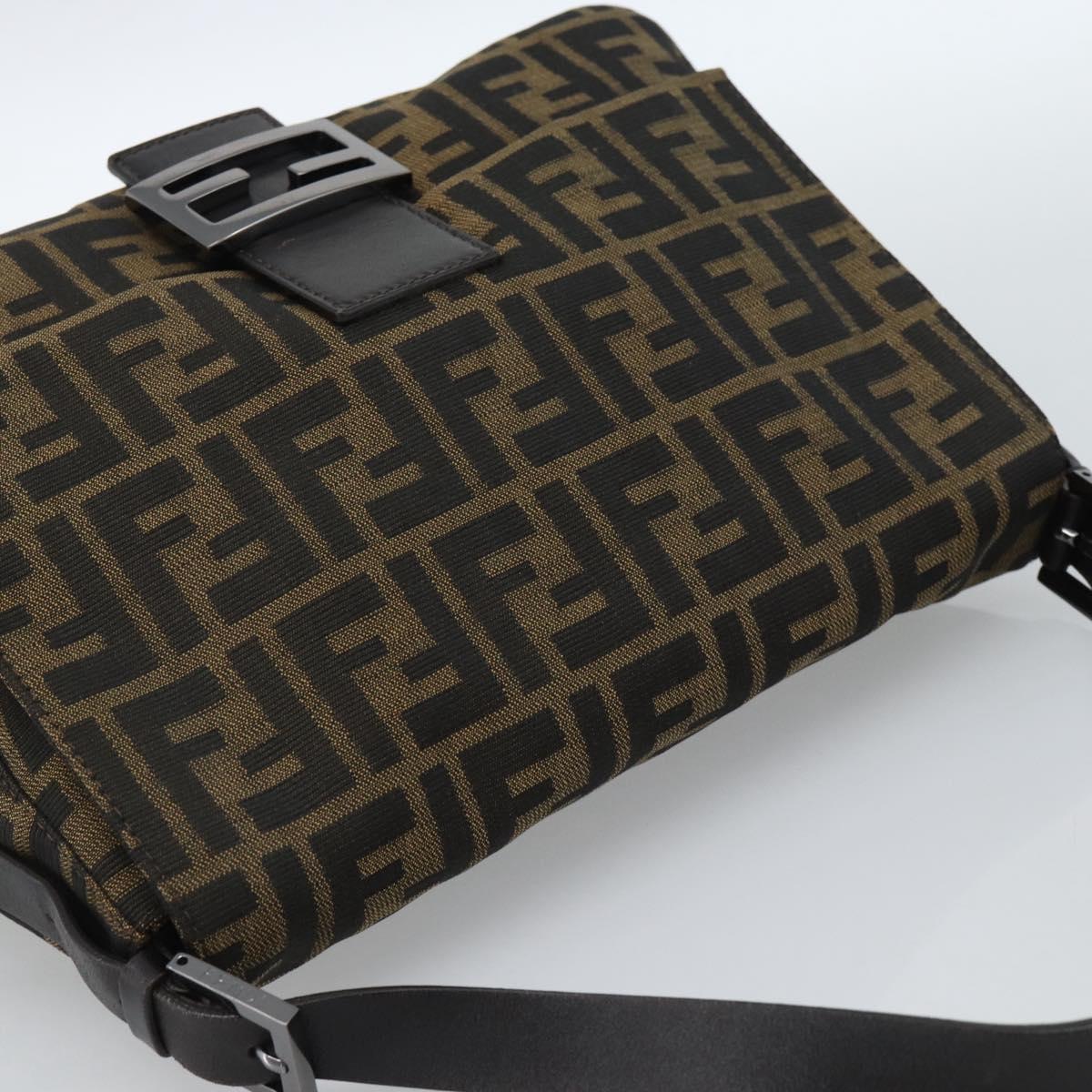 FENDI Zucca Canvas Mamma Baguette Shoulder Bag Black Brown Auth 185432V - Jerrillo image 6