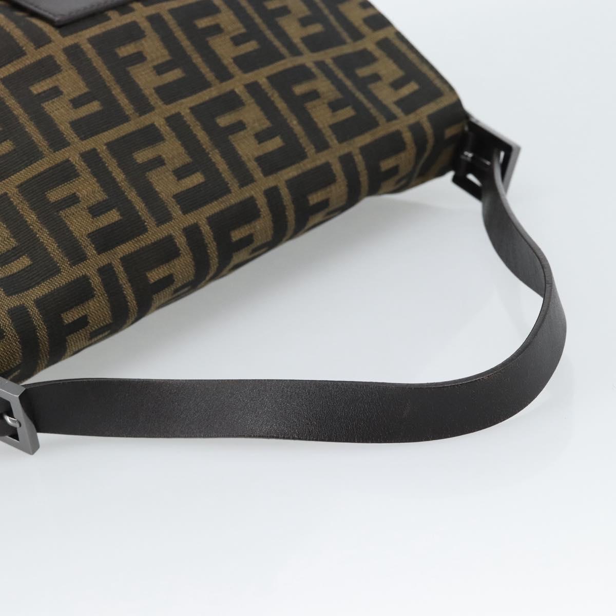 FENDI Zucca Canvas Mamma Baguette Shoulder Bag Black Brown Auth 185432V - Jerrillo image 7