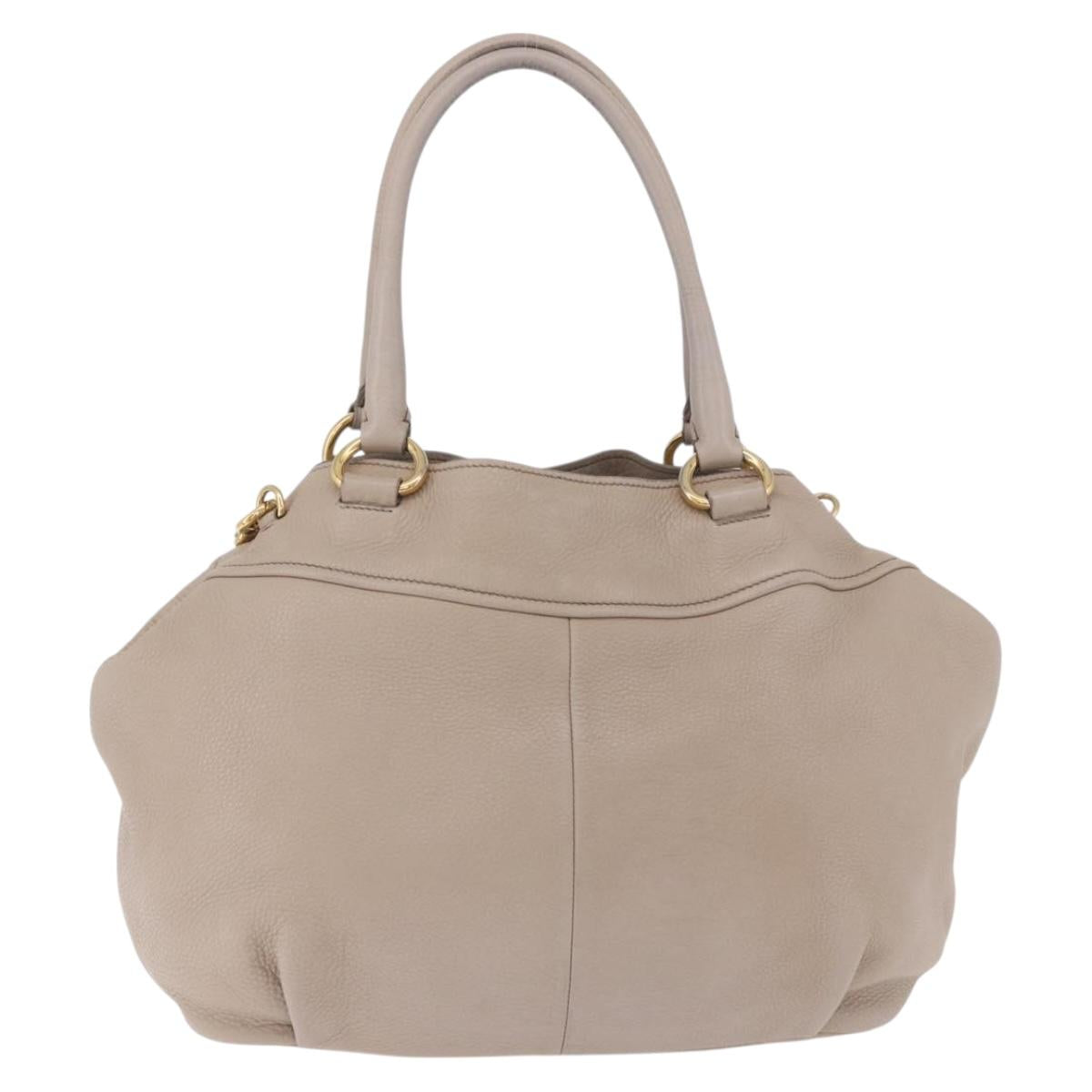 PRADA Tote Bag Leather 2way Beige Gold Auth 185585A - Jerrillo image 2