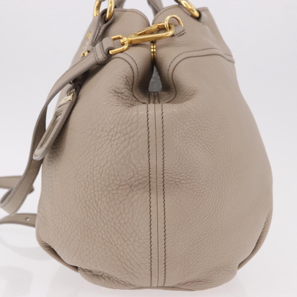 PRADA Tote Bag Leather 2way Beige Gold Auth 185585A - Jerrillo image 3