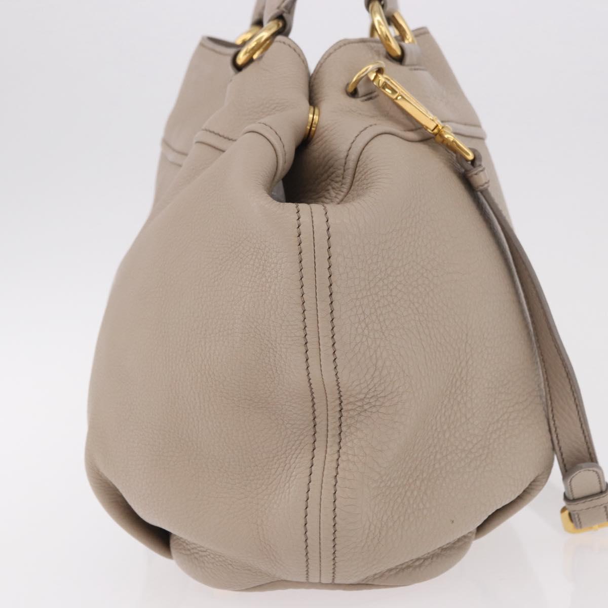 PRADA Tote Bag Leather 2way Beige Gold Auth 185585A - Jerrillo image 4