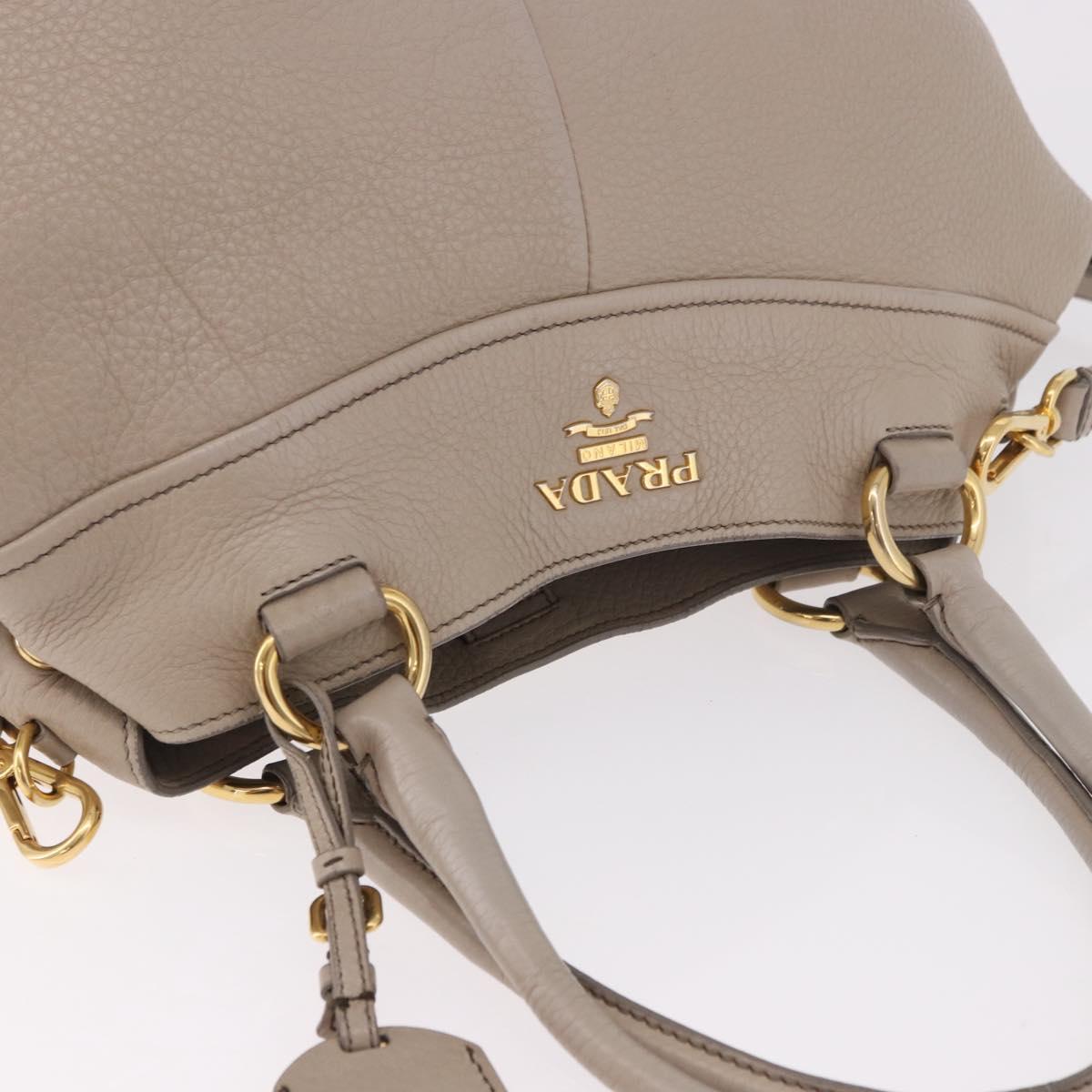 PRADA Tote Bag Leather 2way Beige Gold Auth 185585A - Jerrillo image 6