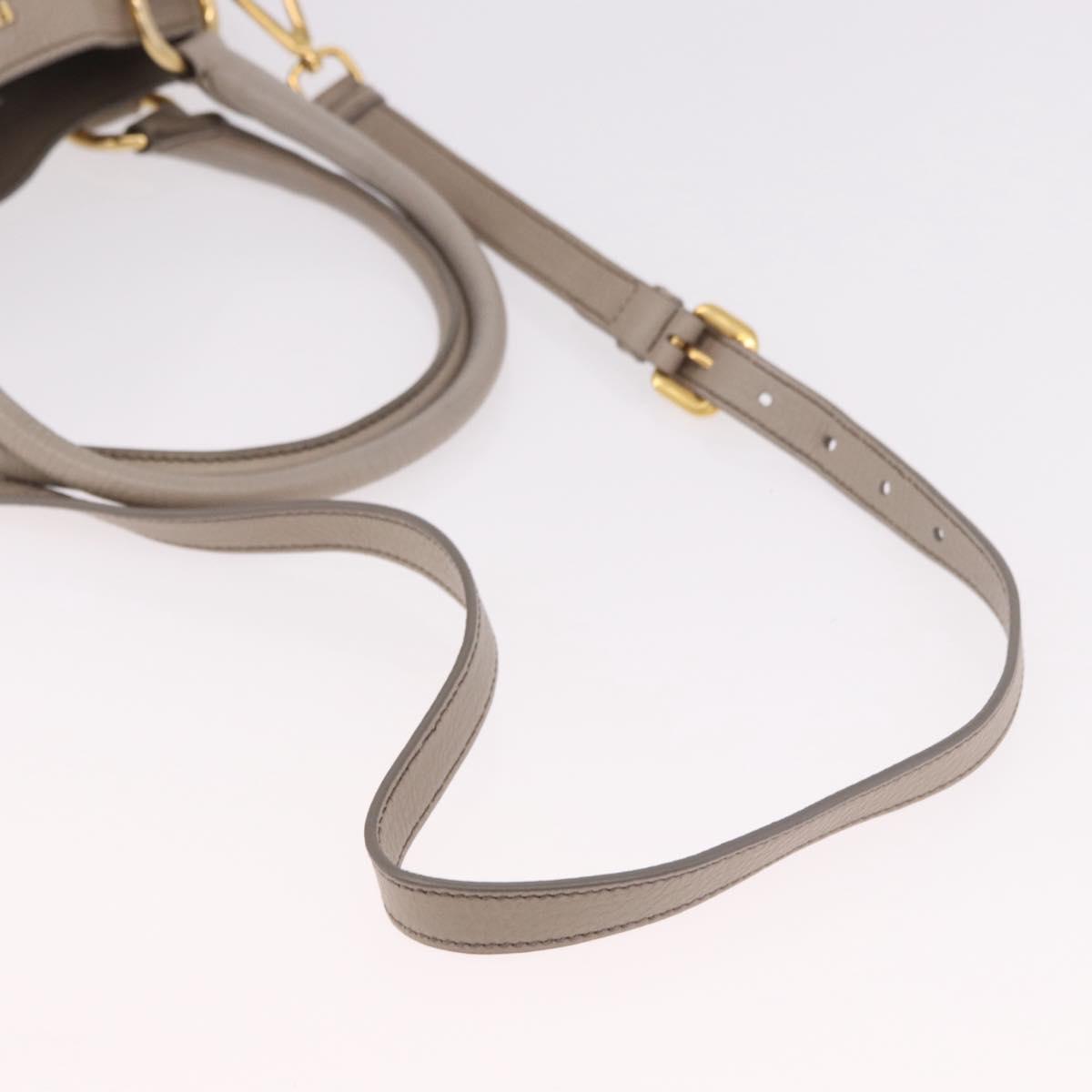 PRADA Tote Bag Leather 2way Beige Gold Auth 185585A - Jerrillo image 9