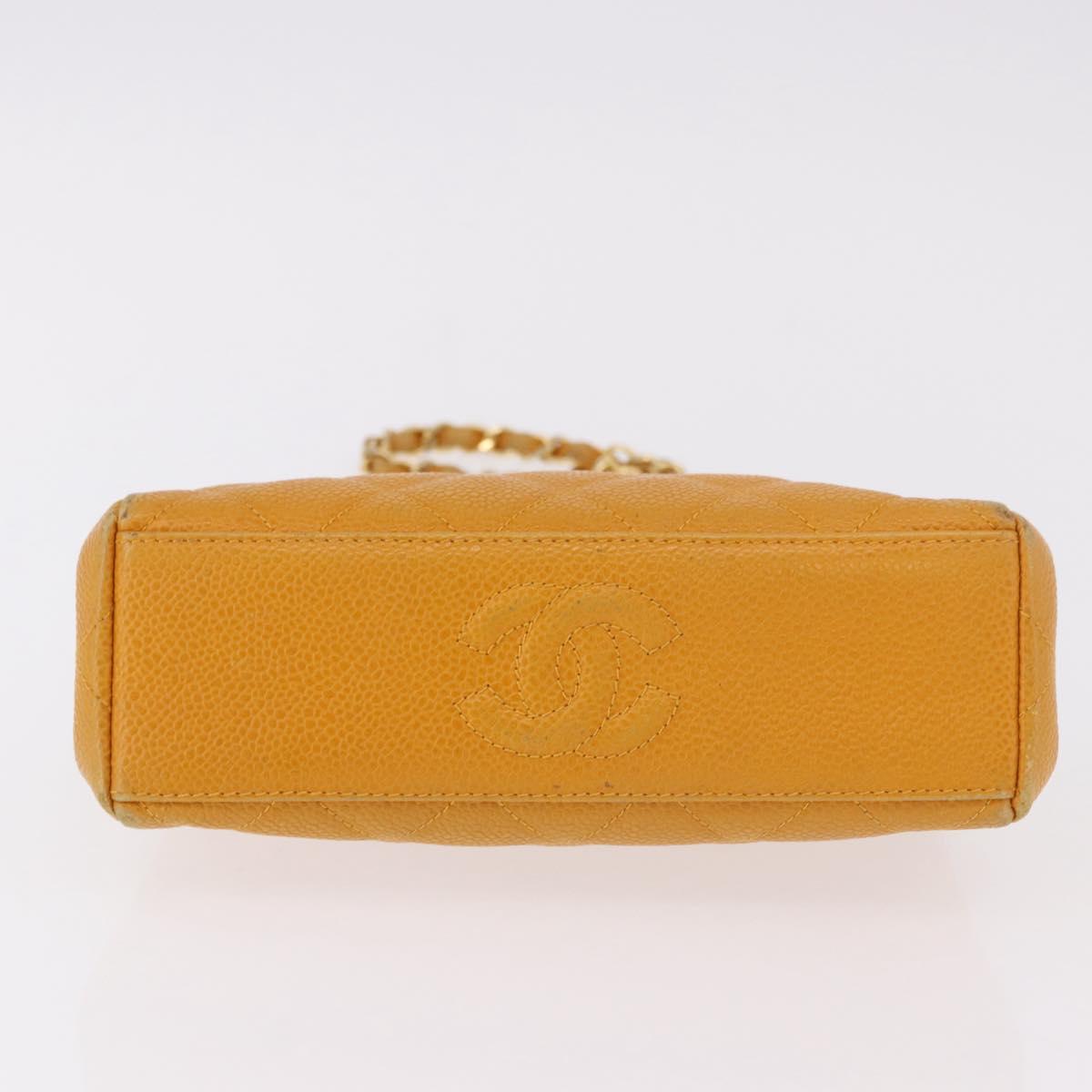 CHANEL Matelasse Chain Shoulder Bag Caviar Skin Yellow Gold CC Auth 185743A - Jerrillo image 6
