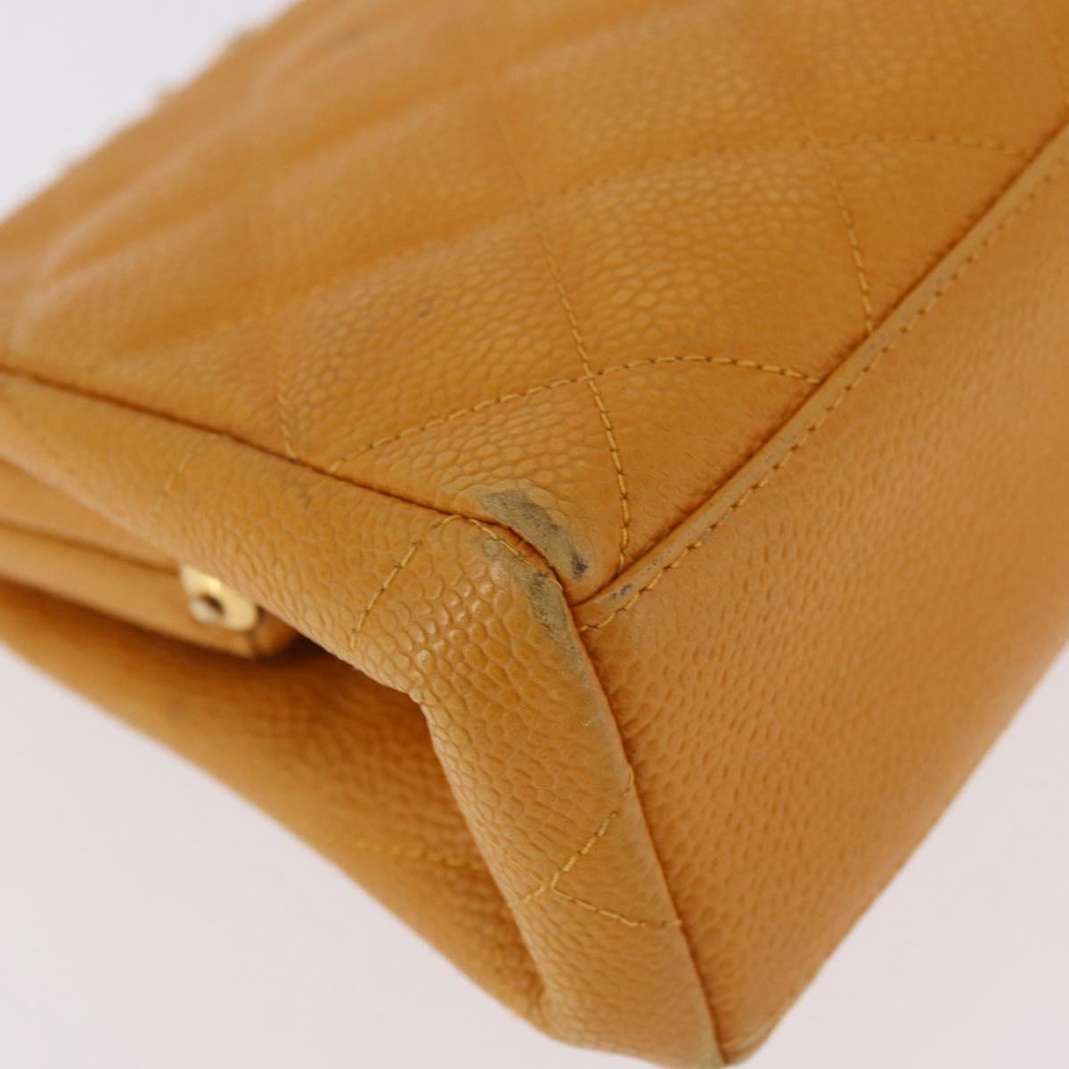 CHANEL Matelasse Chain Shoulder Bag Caviar Skin Yellow Gold CC Auth 185743A - Jerrillo image 8