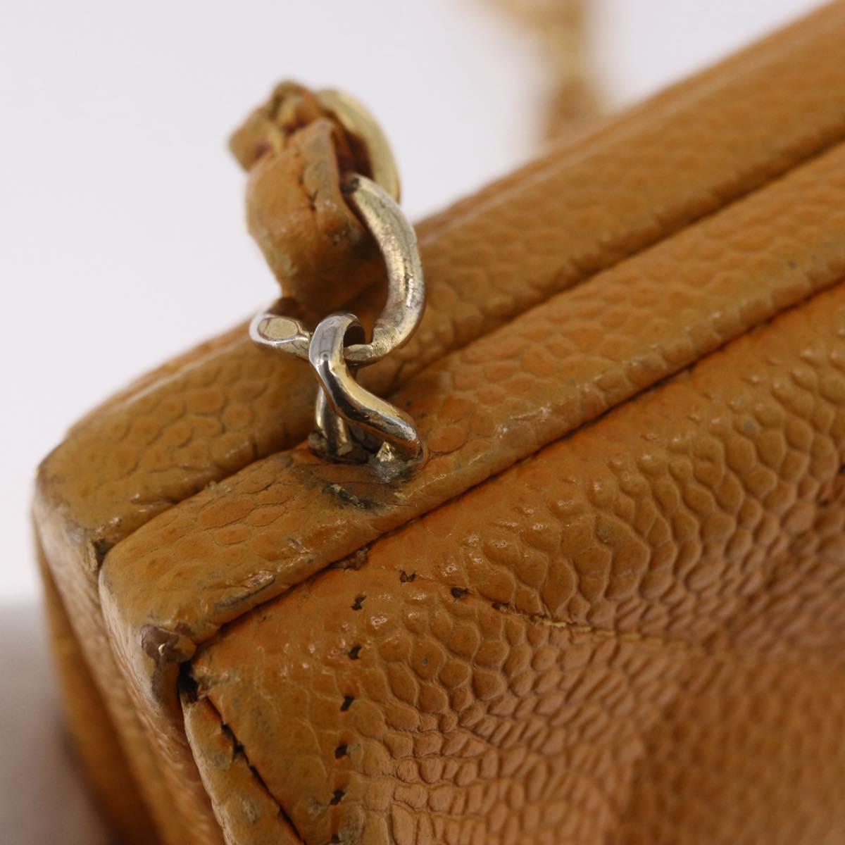 CHANEL Matelasse Chain Shoulder Bag Caviar Skin Yellow Gold CC Auth 185743A - Jerrillo image 9