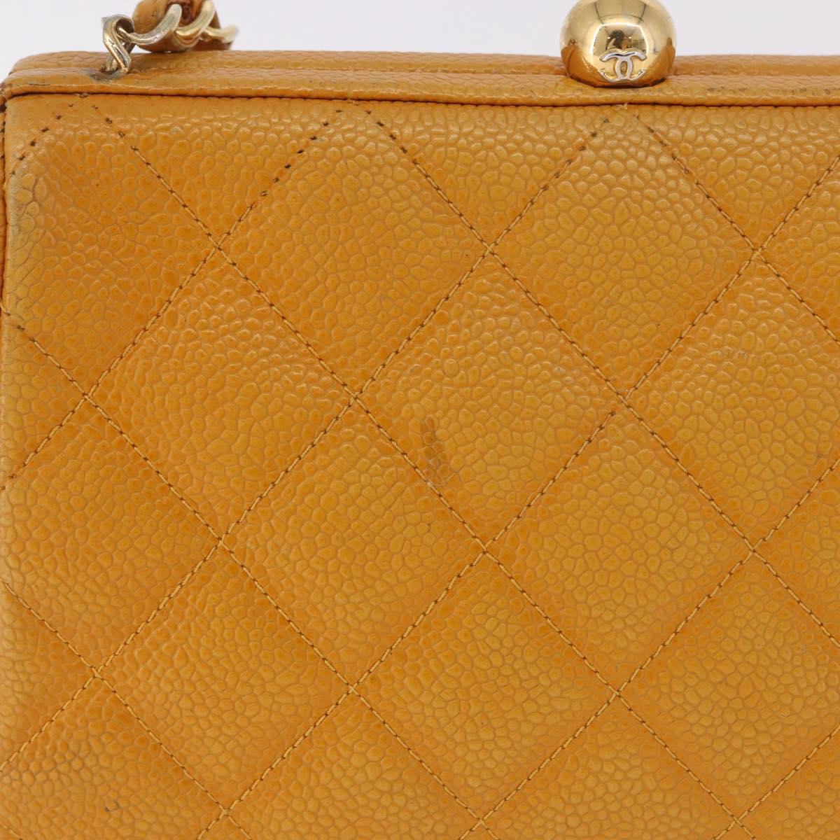 CHANEL Matelasse Chain Shoulder Bag Caviar Skin Yellow Gold CC Auth 185743A - Jerrillo image 2