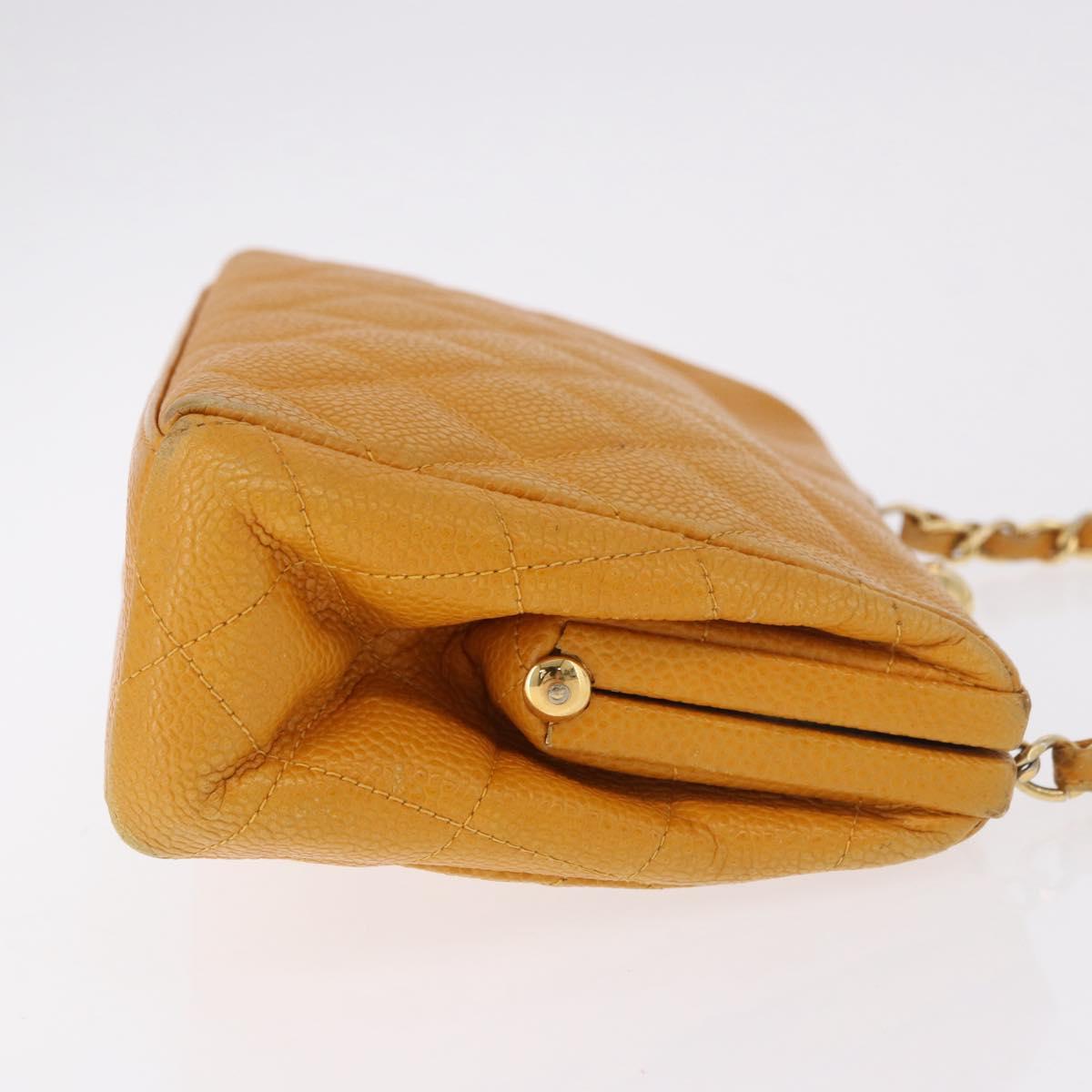 CHANEL Matelasse Chain Shoulder Bag Caviar Skin Yellow Gold CC Auth 185743A - Jerrillo image 4