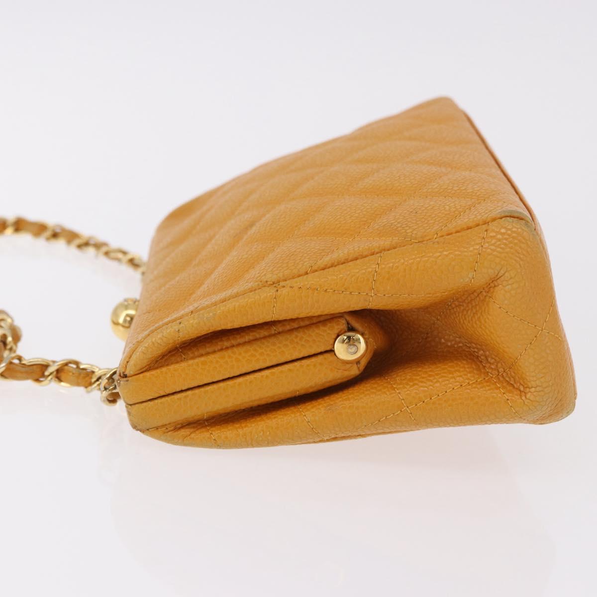 CHANEL Matelasse Chain Shoulder Bag Caviar Skin Yellow Gold CC Auth 185743A - Jerrillo image 5