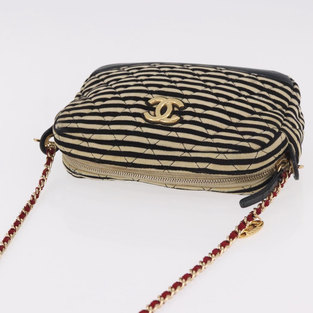 CHANEL Matelasse Chain Shoulder Bag Canvas Beige Gold CC Auth 185766 - Jerrillo image 7