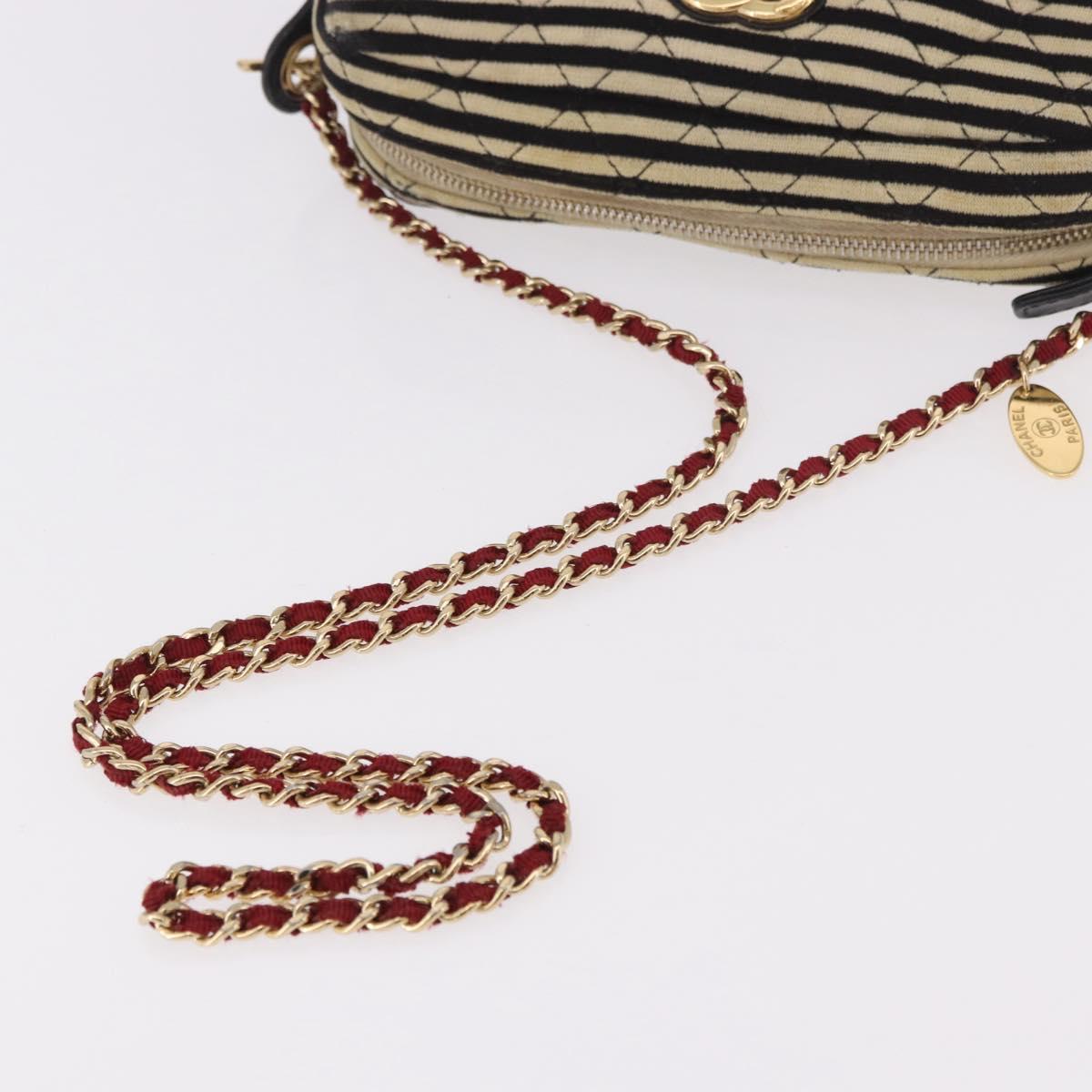 CHANEL Matelasse Chain Shoulder Bag Canvas Beige Gold CC Auth 185766 - Jerrillo image 8