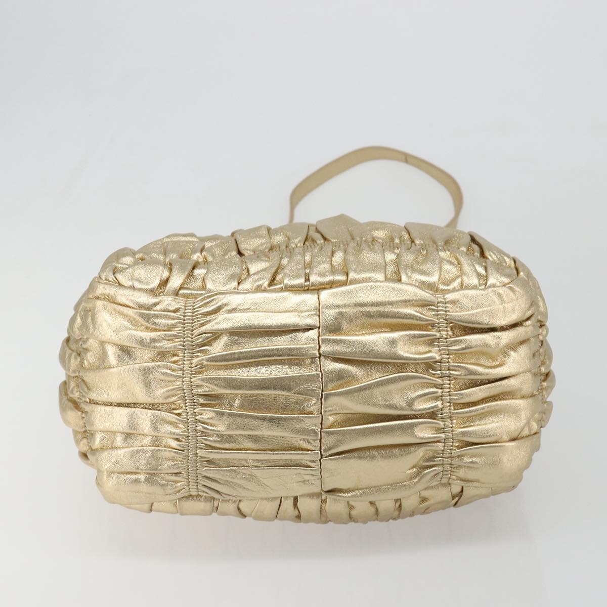 PRADA Hand Bag Leather 2way Gold Tone Gold Auth 185803V - Jerrillo image 5