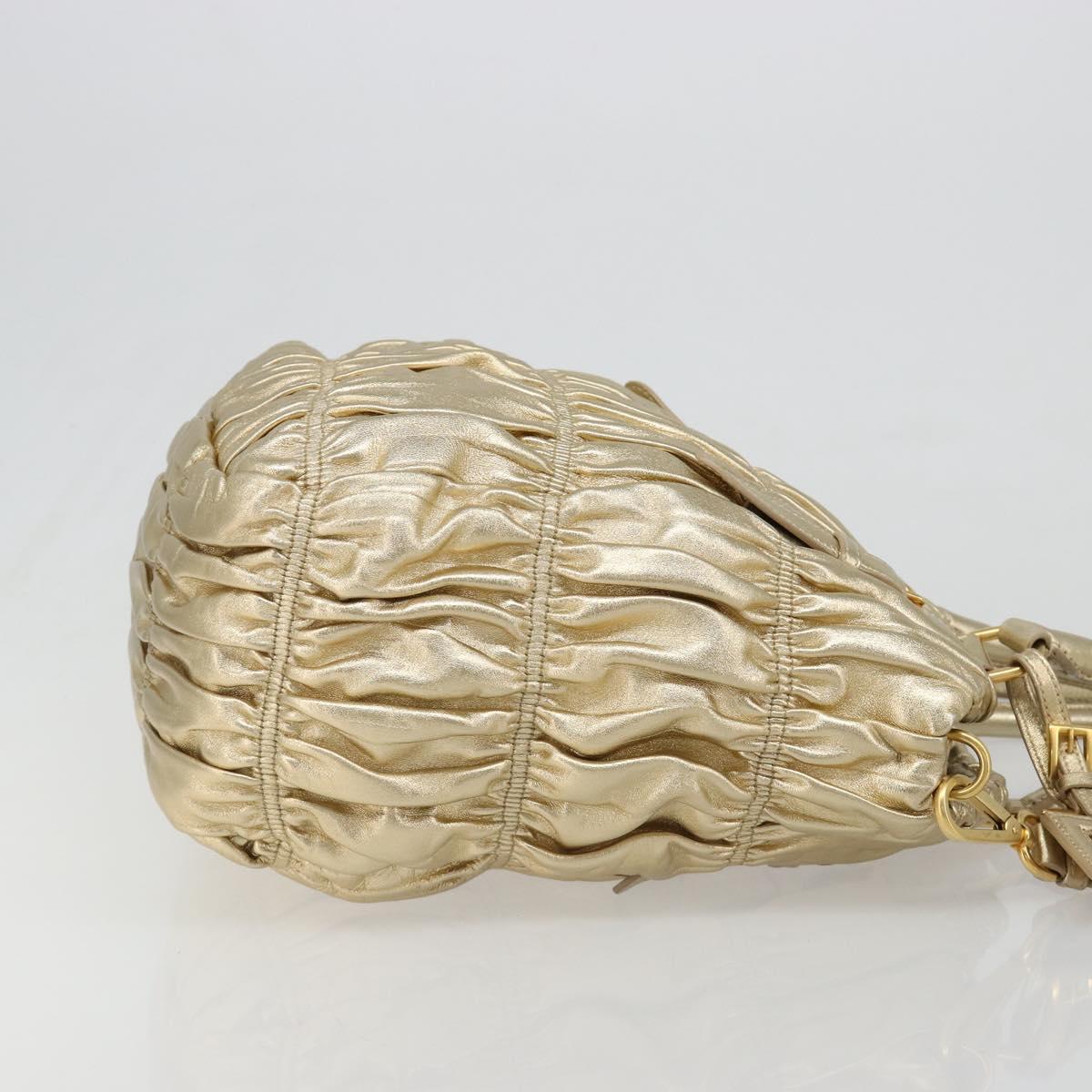 PRADA Hand Bag Leather 2way Gold Tone Gold Auth 185803V - Jerrillo image 3