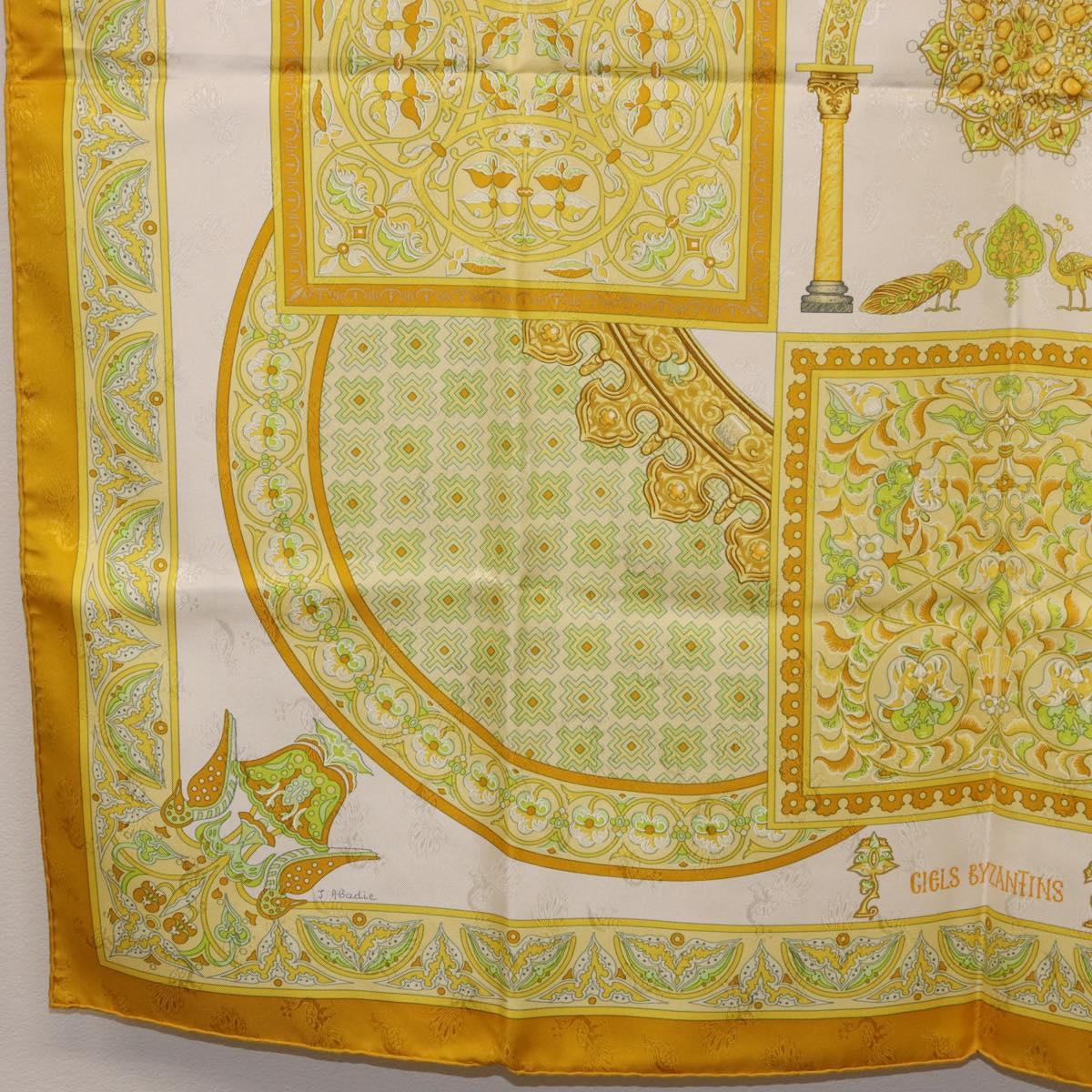 HERMES Carre 90 Scarf "CIELS BYZANTINS" Silk Yellow Auth 185812 - Jerrillo image 8