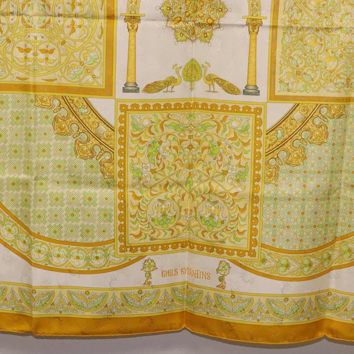 HERMES Carre 90 Scarf "CIELS BYZANTINS" Silk Yellow Auth 185812 - Jerrillo image 9