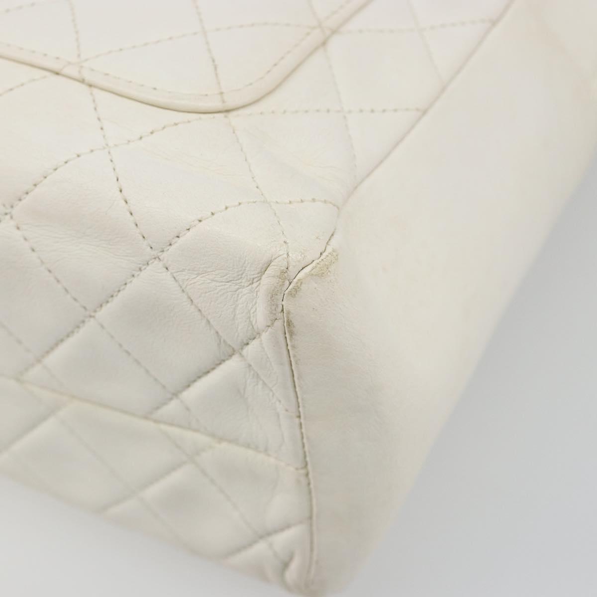 CHANEL Matelasse Hand Bag Canvas White Gold CC Auth 185821A - Jerrillo image 9