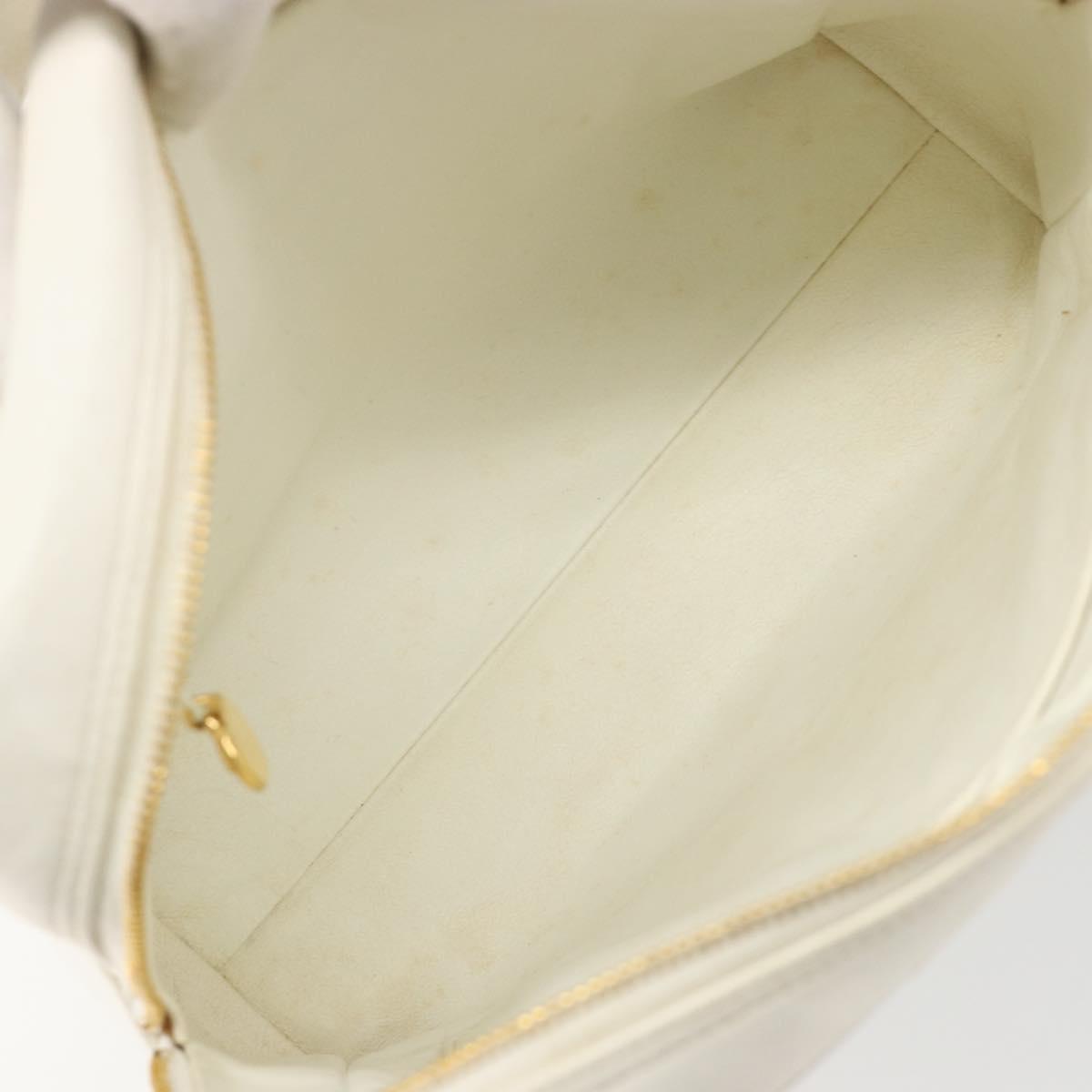 CHANEL Matelasse Hand Bag Canvas White Gold CC Auth 185821A - Jerrillo image 10