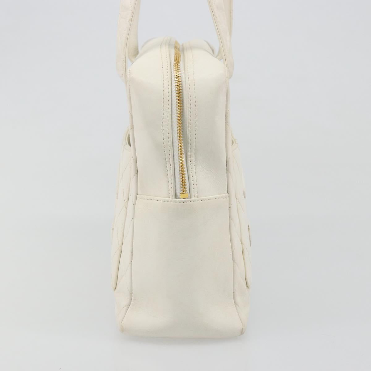 CHANEL Matelasse Hand Bag Canvas White Gold CC Auth 185821A - Jerrillo image 3